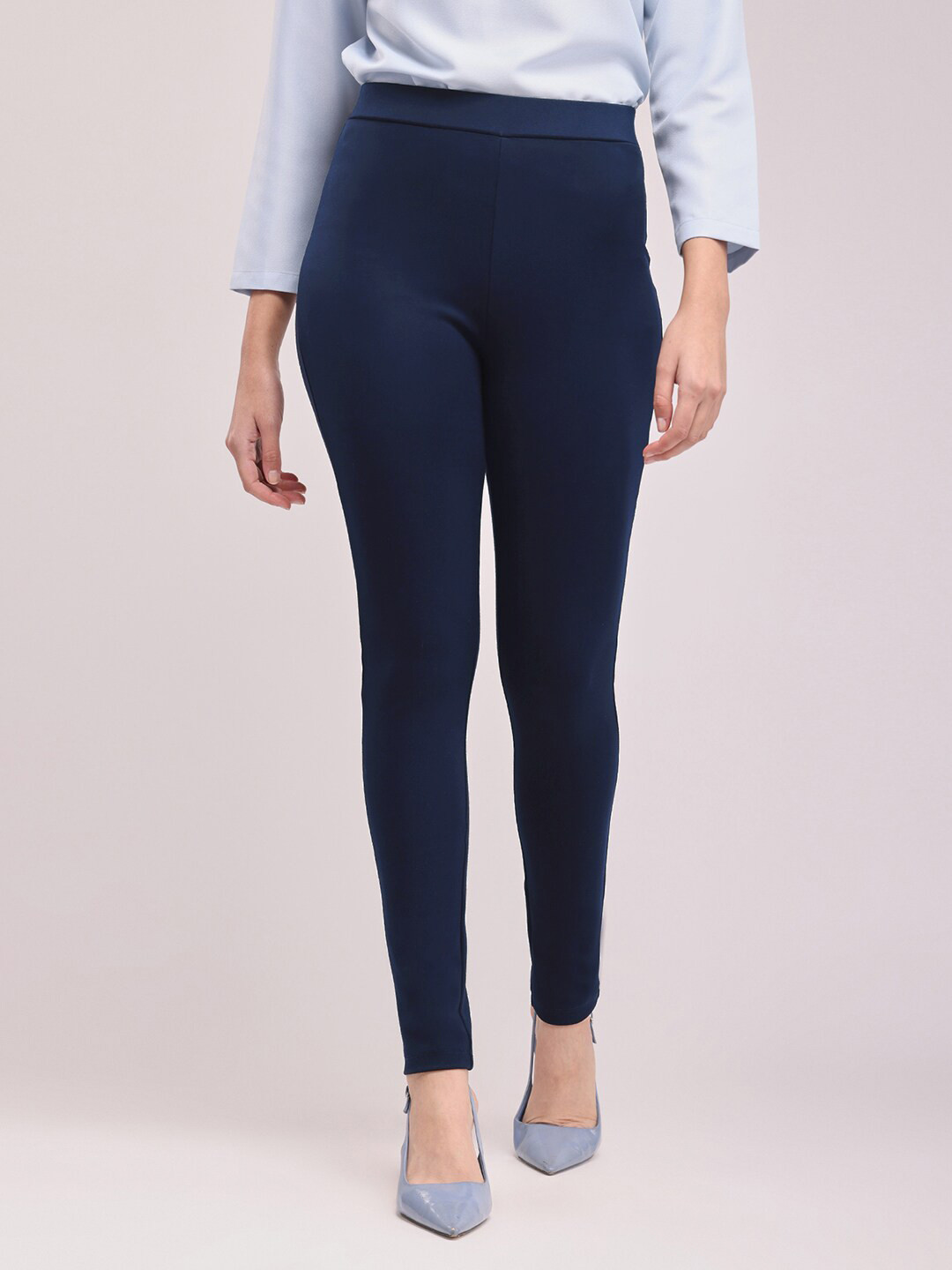 FableStreet Livin Skinny Fit Navy Blue Trousers