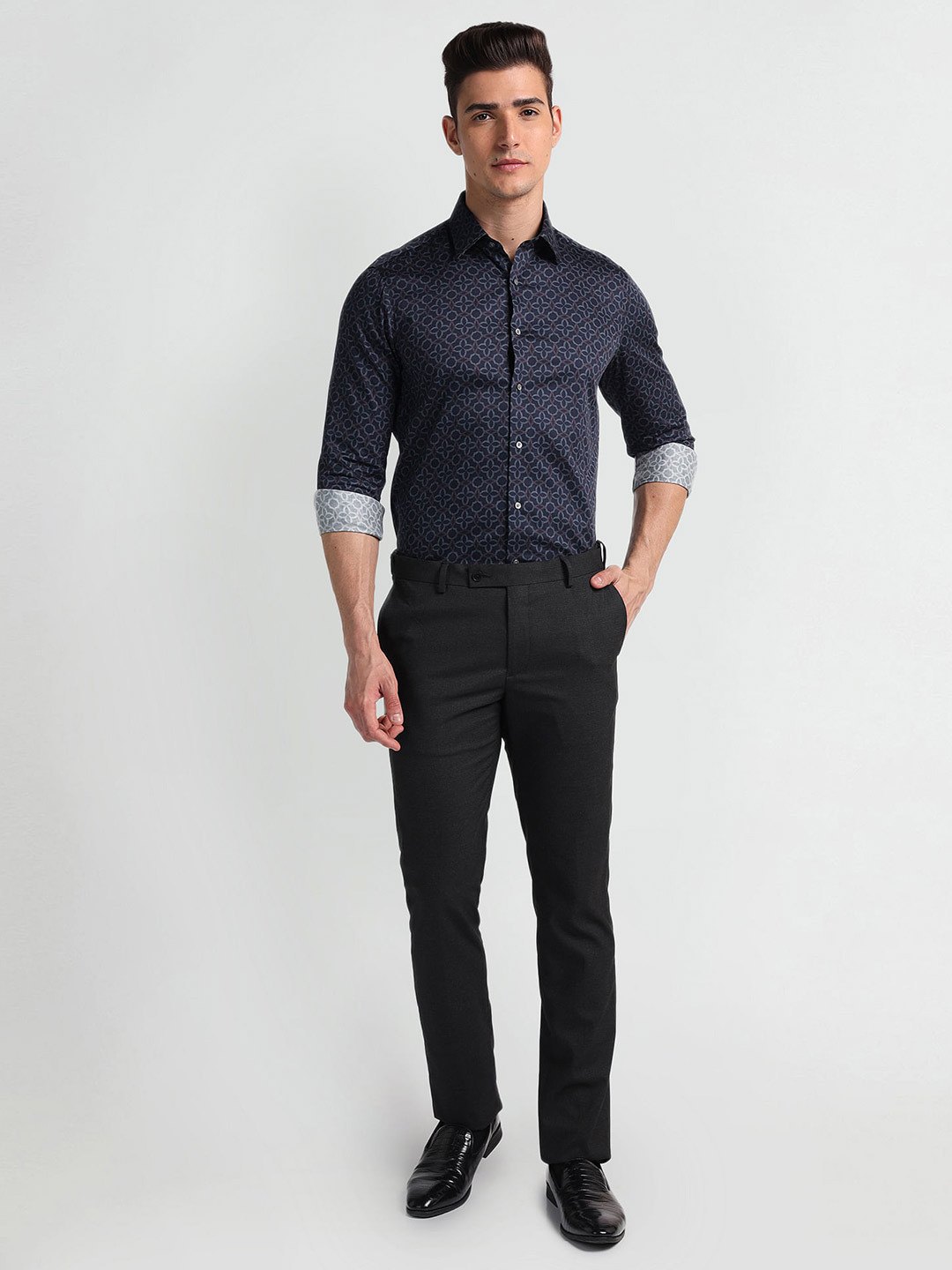 Arrow Regular Fit Geometric Printed Cotton 1851 Formal Shirt
