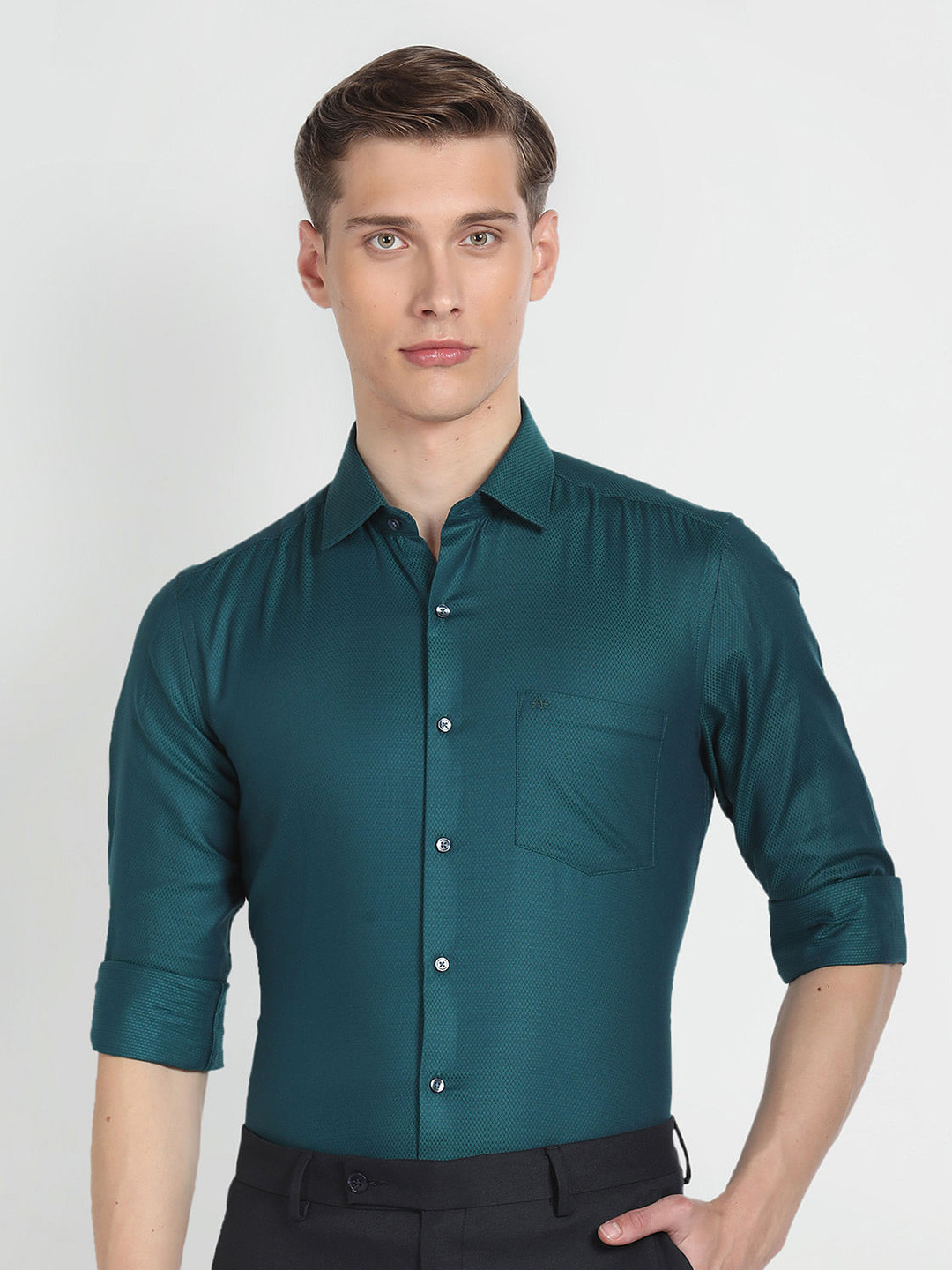 Arrow  Slim Fit Cotton Patterned Dobby Formal Shirt