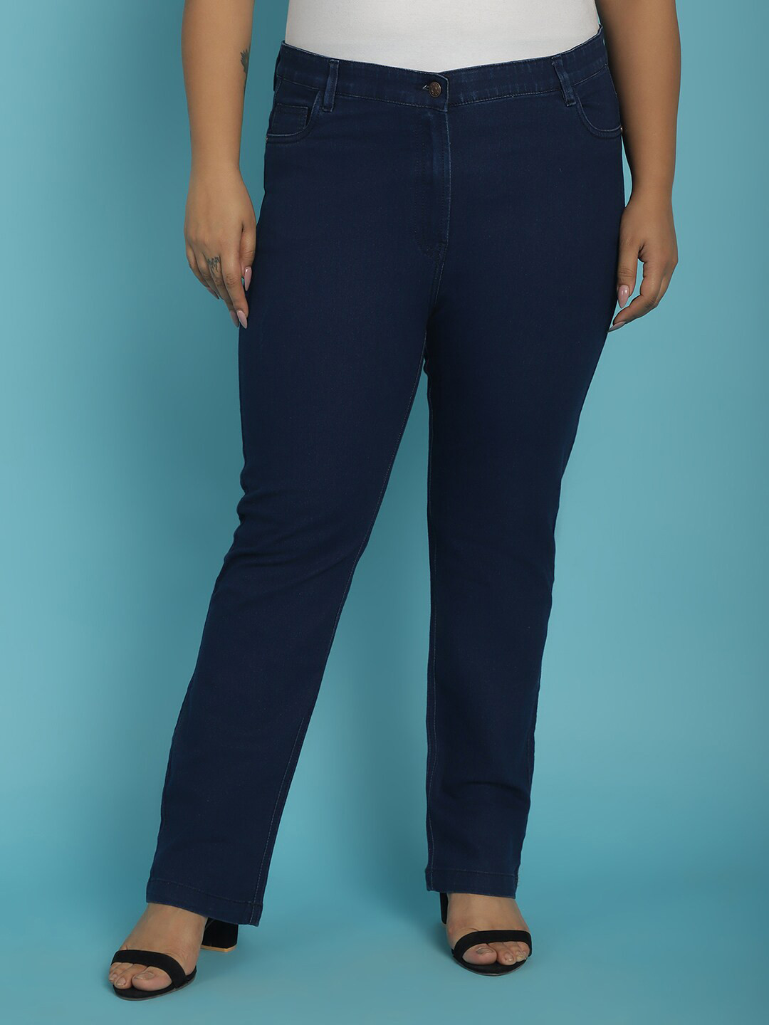 theRebelinme Women Smart Straight Fit High-Rise Trousers