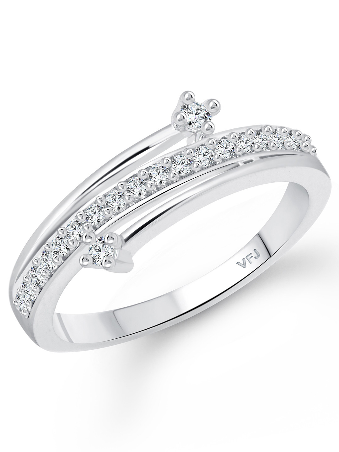 Vighnaharta Silver-Plated Cubic Zirconia Studded Finger Ring & Box