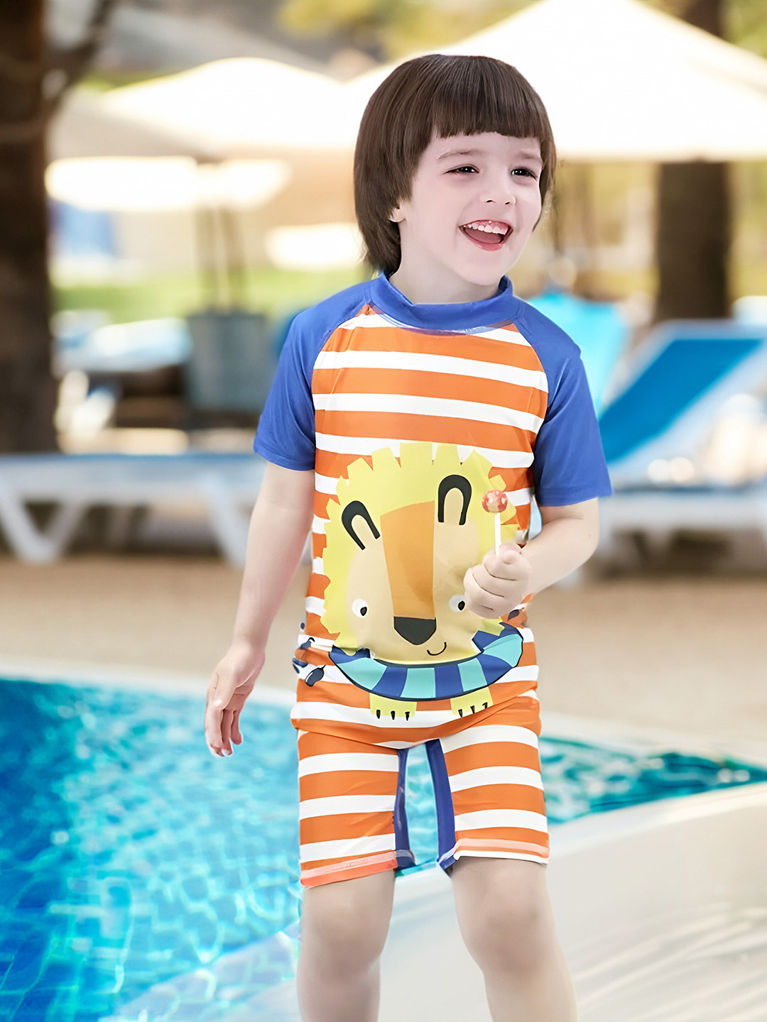Baby Moo Boys Graphic Printed Swim Bodysuit