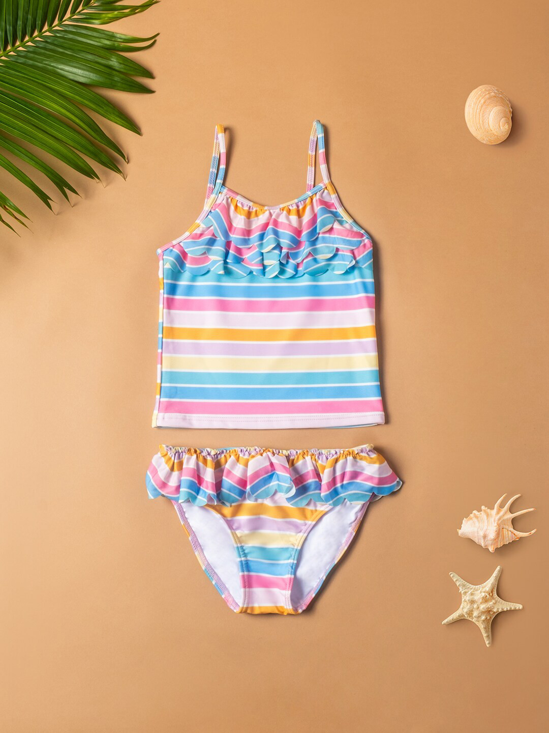 Baby Moo Girls Striped Swimwear