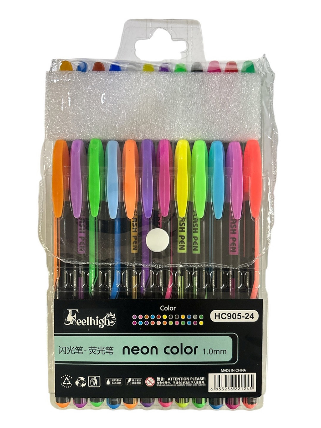 FEELHIGH Kids 24-Pieces Neon Colour Gel Pens