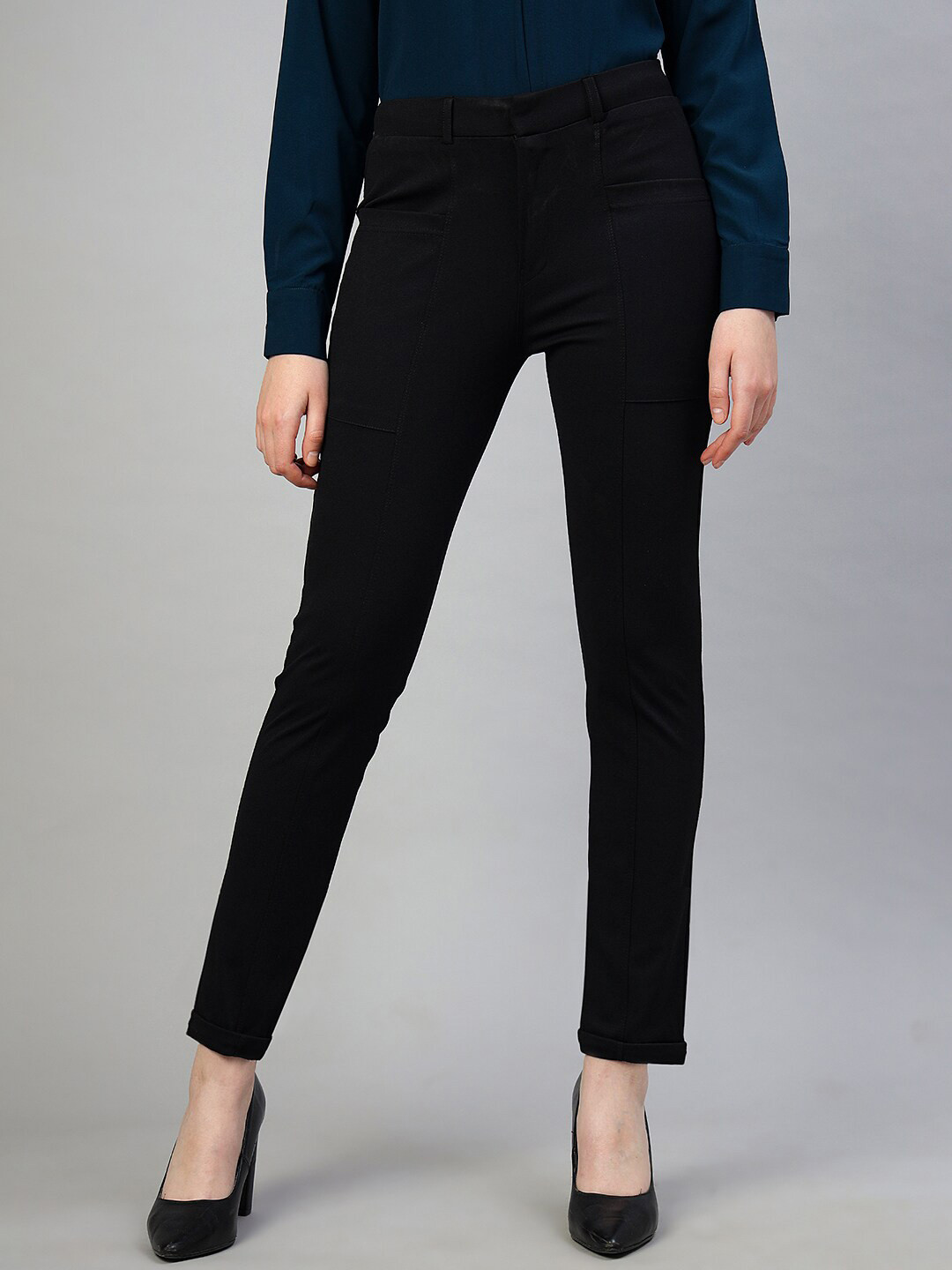 FITHUB Women Smart High-Rise Cigarette Trousers
