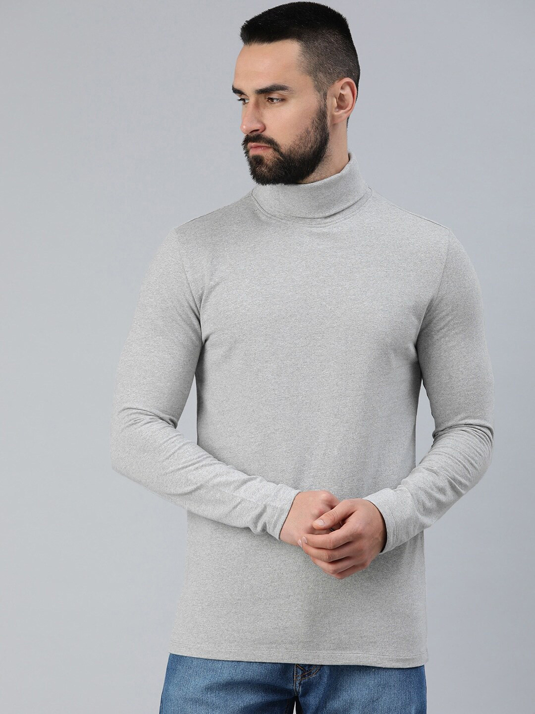 Roadster Turtle Neck Long Sleeves Cotton Slim Fit Sweatshirts