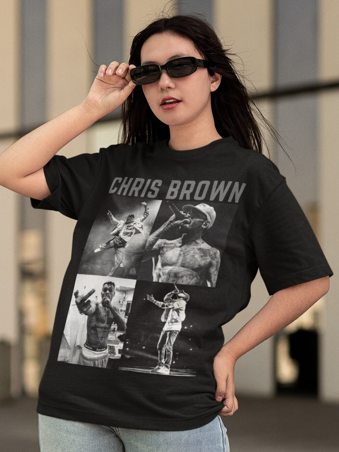 CAPTCHA Chris Brown Printed Drop-shoulder Pure Cotton Oversized Tshirt