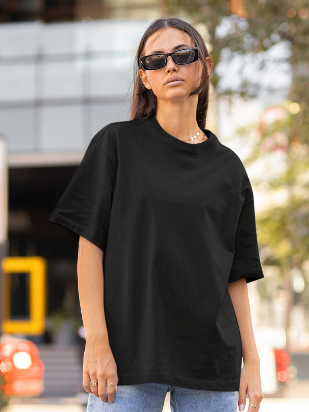 CAPTCHA Solid Black  Drop-shoulder Pure Cotton Oversized Tshirt