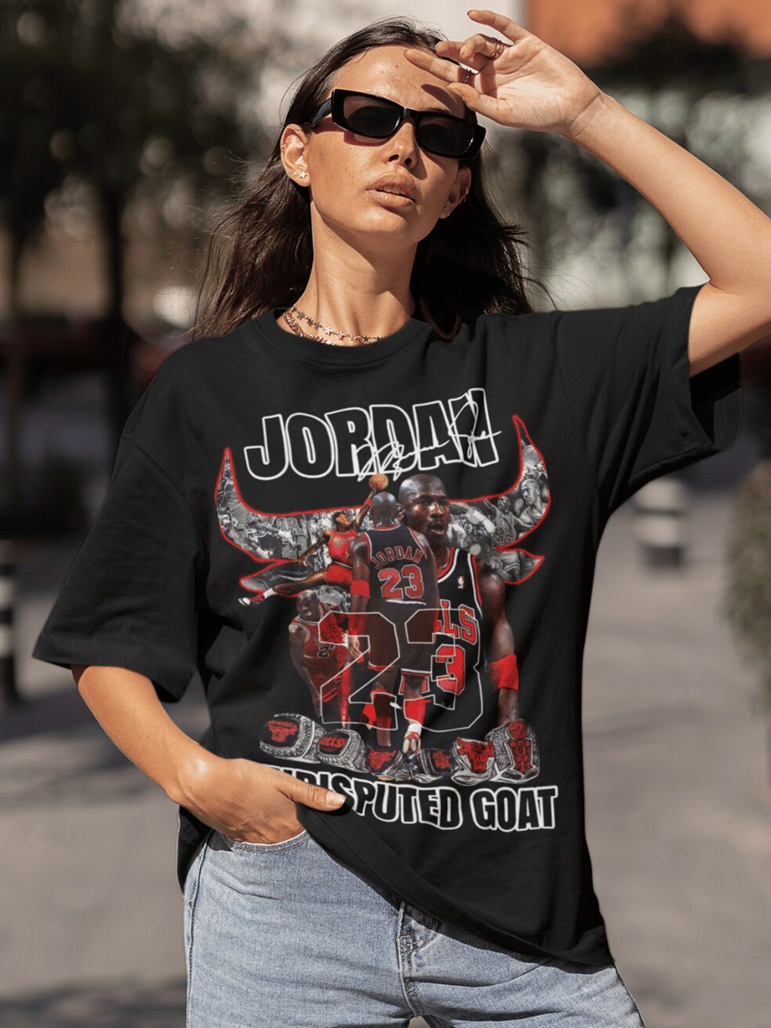 CAPTCHA Michael Jordan Printed Drop-shoulder Pure Cotton Oversized Tshirt