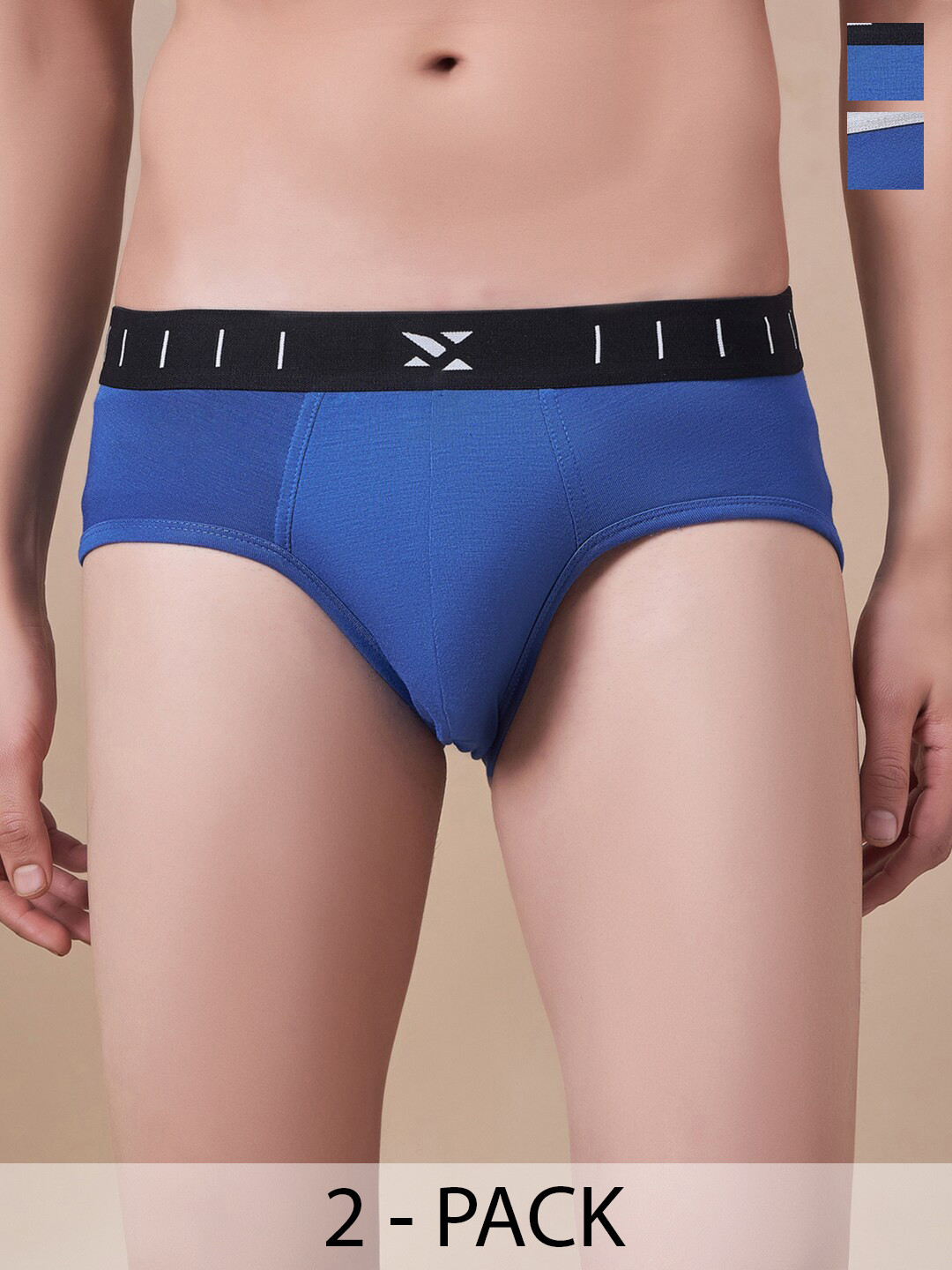 Masch Sports Pack Of 2 Antimicrobial Basic Briefs BRF-2-SOL-EI-BLU-ET-BLU