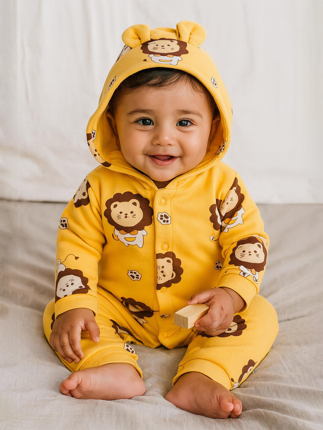 MeeMee Infants Printed Bonded Hooded Cotton Romper Suits
