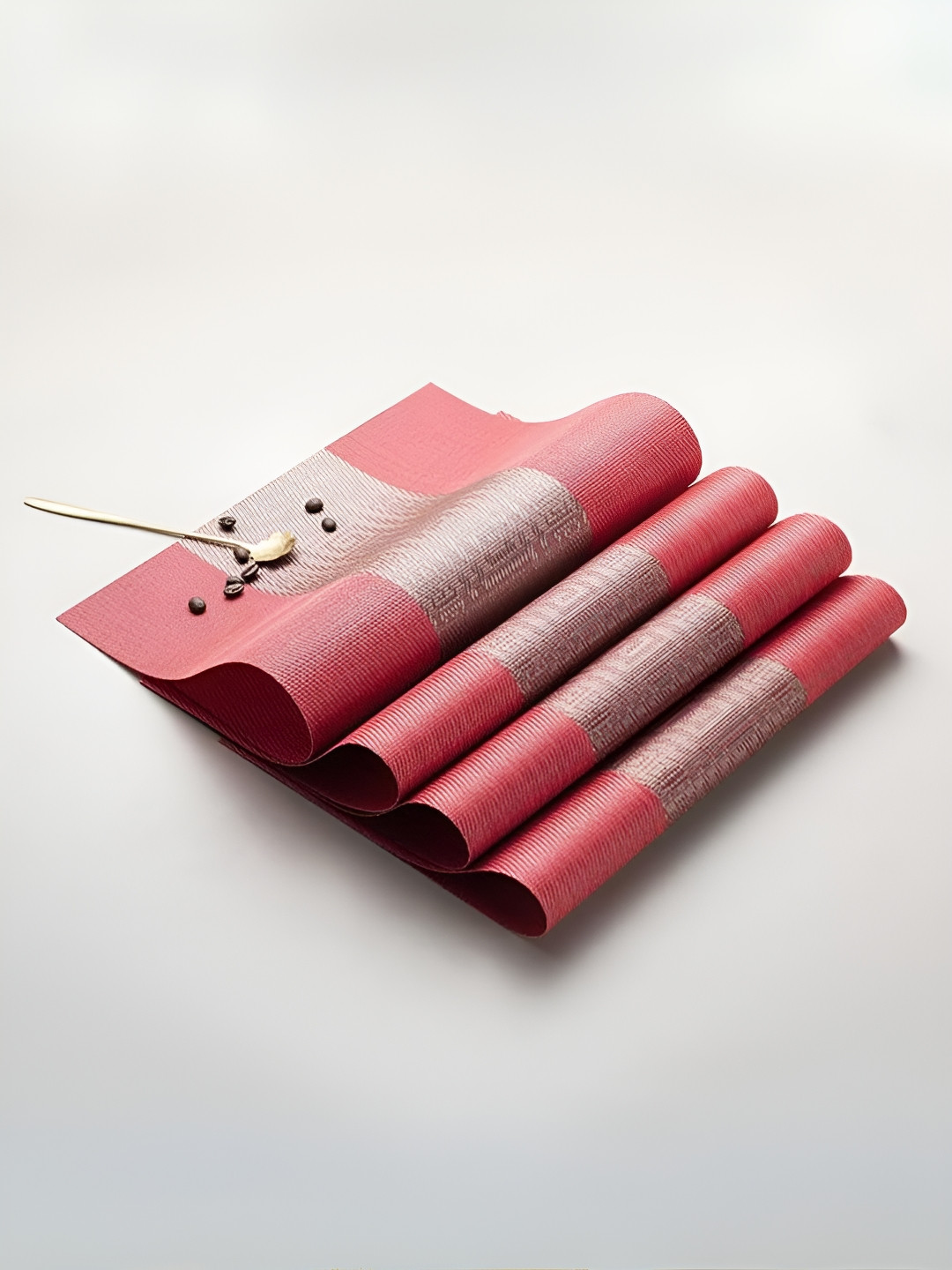 YELONA Red 8 Pieces Textured Rectangular Table Placemats