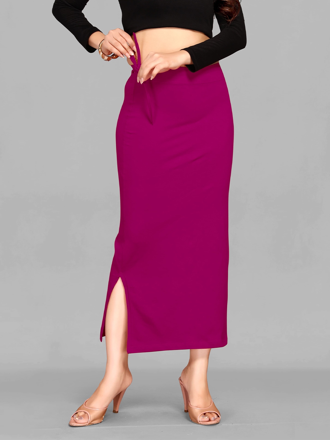 Magenta Saree Shapewear with side slit