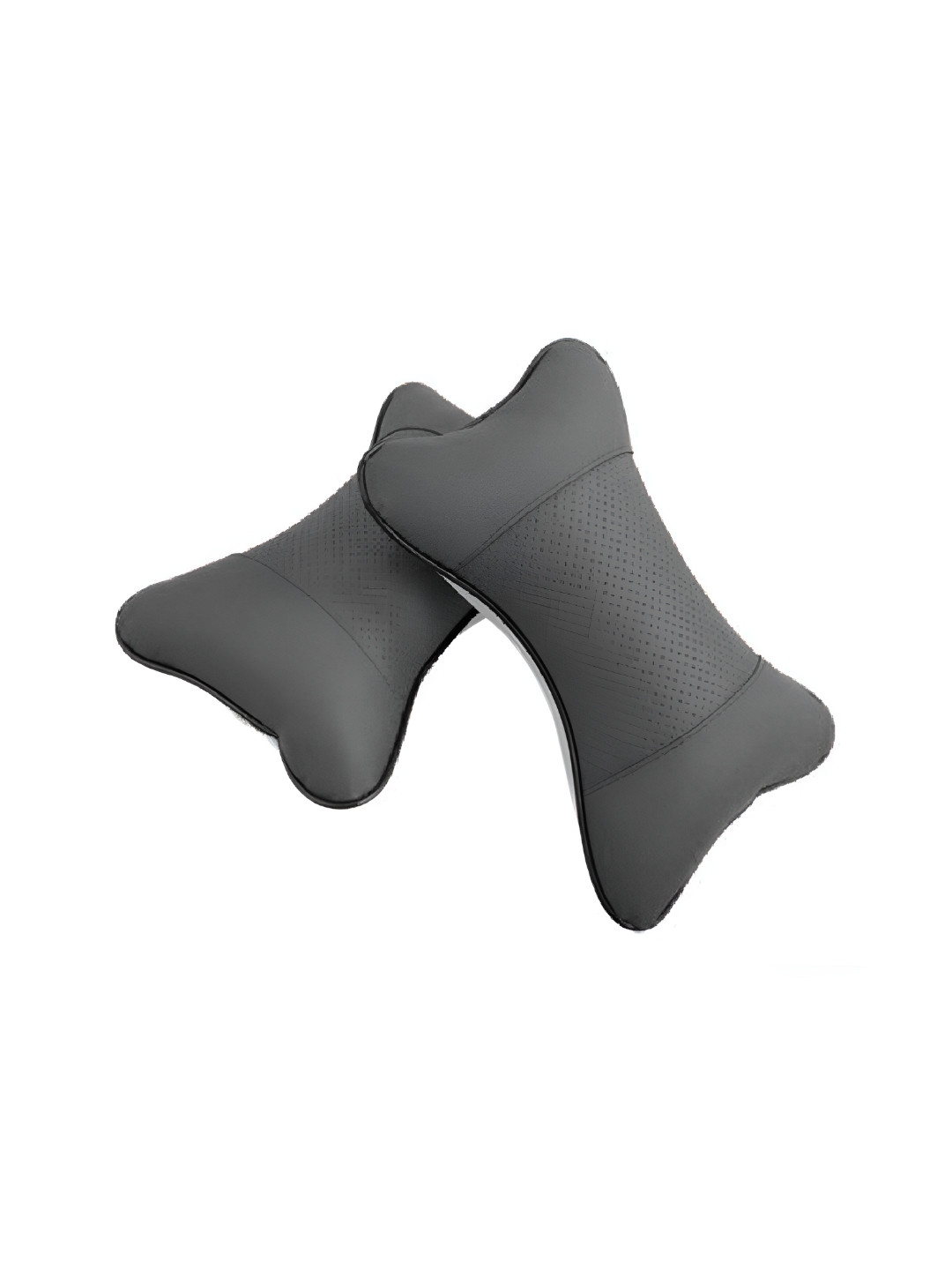 Pum Pum Hollow Fibre Grey Solid Faux Velvet Ultra Soft Set of 2 Ultra Soft Fibre Travel Pillow-25.4 x 10.16 cm