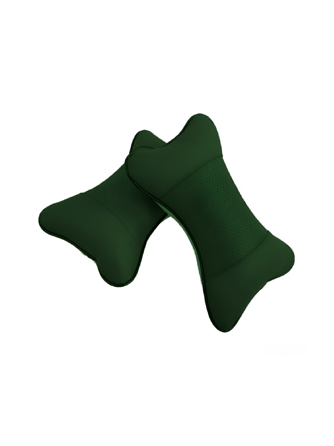 Pum Pum Hollow Fiber Green Solid Faux Velvet Ultra Soft Set of 2 Ultra Soft Fibre Travel Pillow-25.4 x 10.16 cm