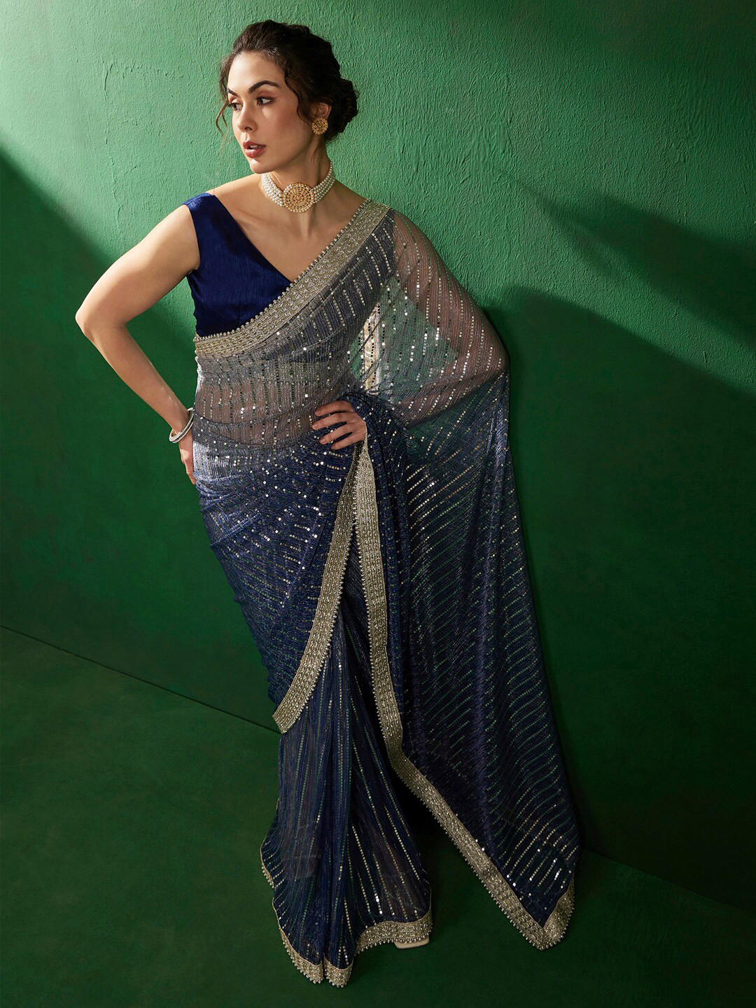 Sangria Heavy Work Embellished Saree
