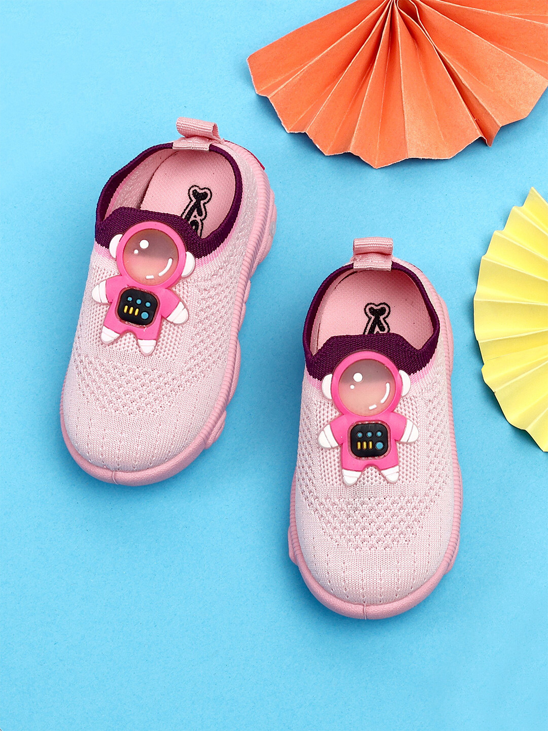 KATS Infant Kids Padded Insole Contrast Sole Mesh Musical Lightweight Slip-On Sneakers