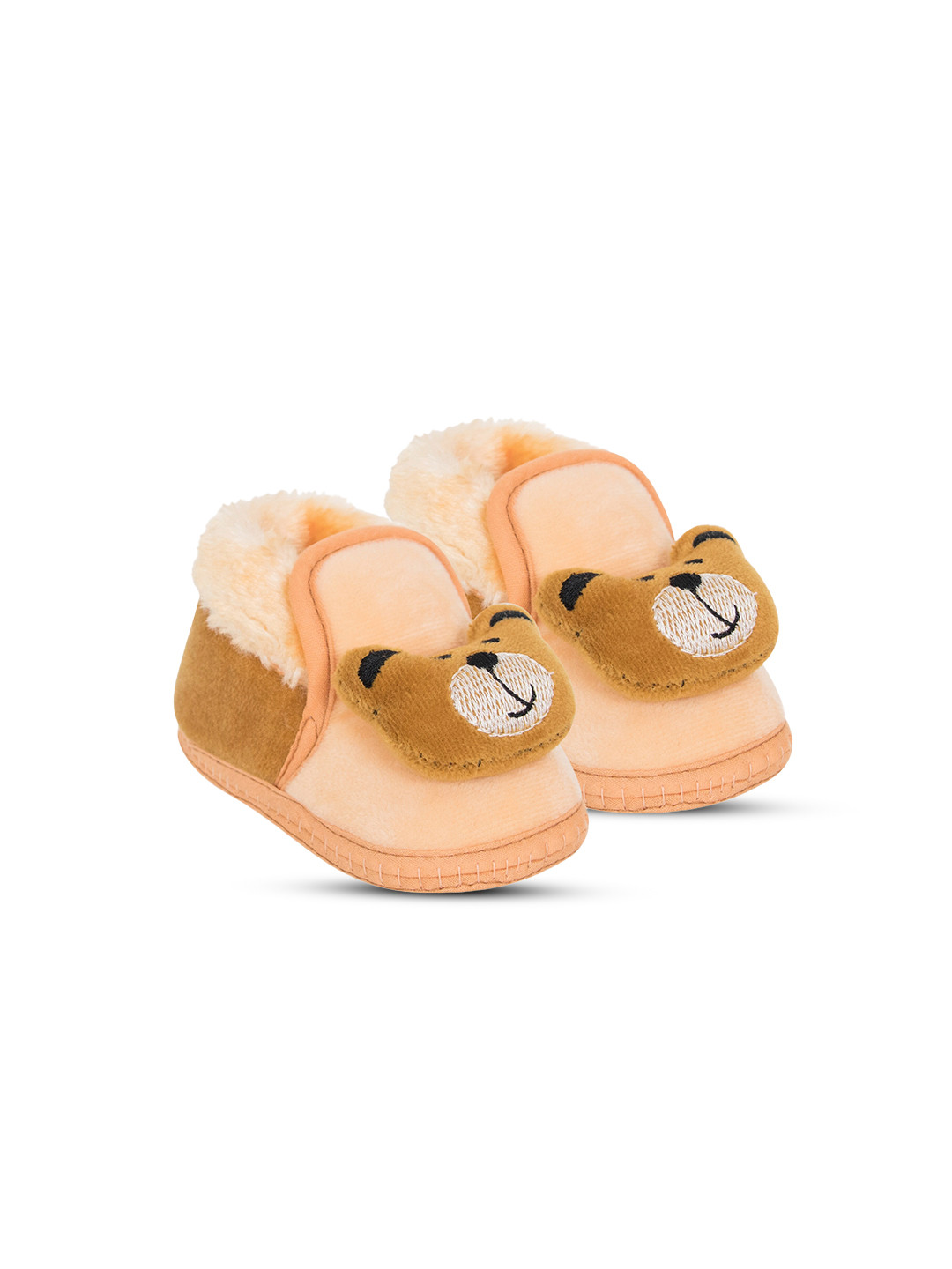 BAESD Infants Teddy Face Detailed Velvet Booties