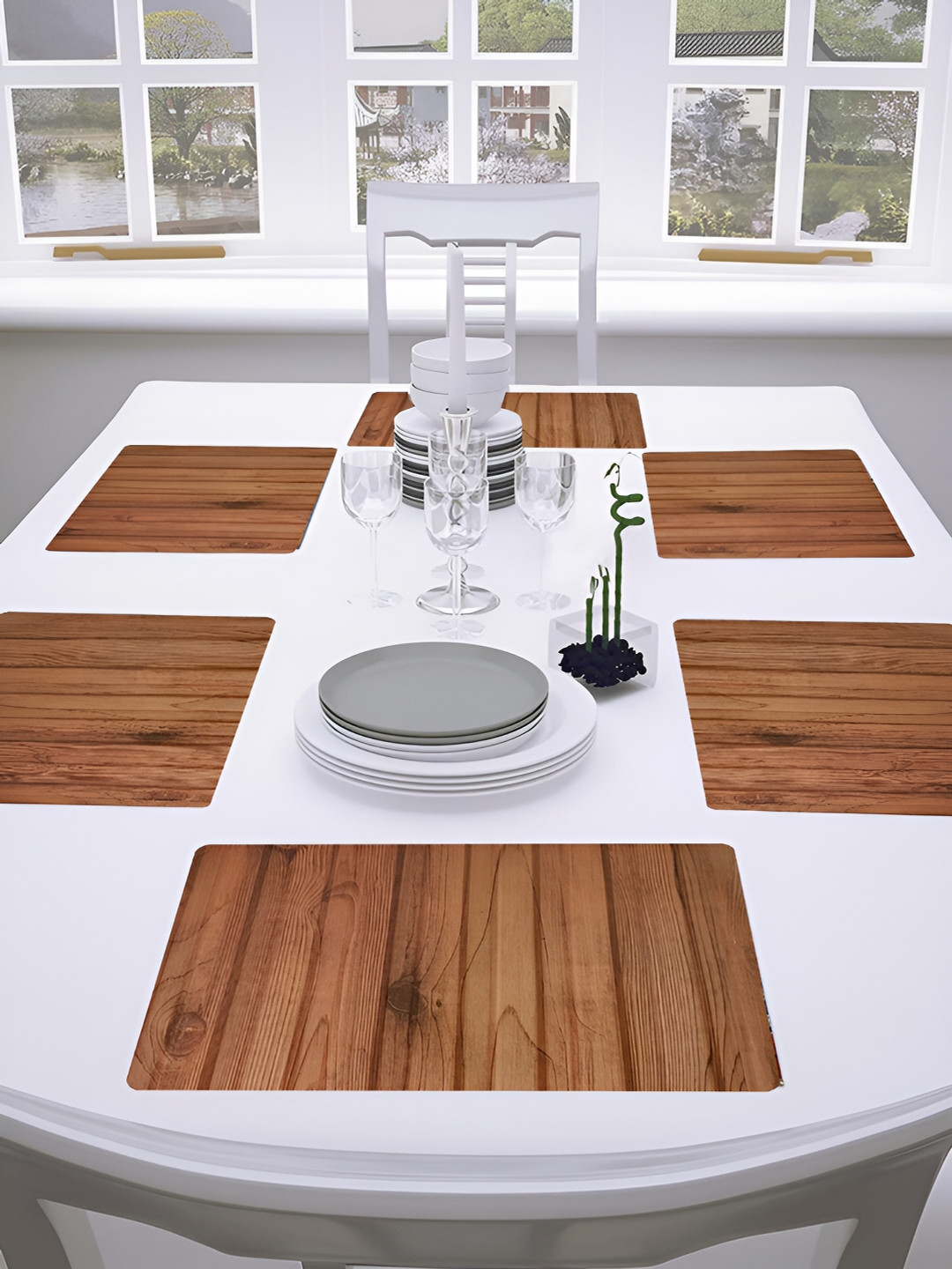 URBANFIX Brown 6 Pieces Rectangle Table Placemats