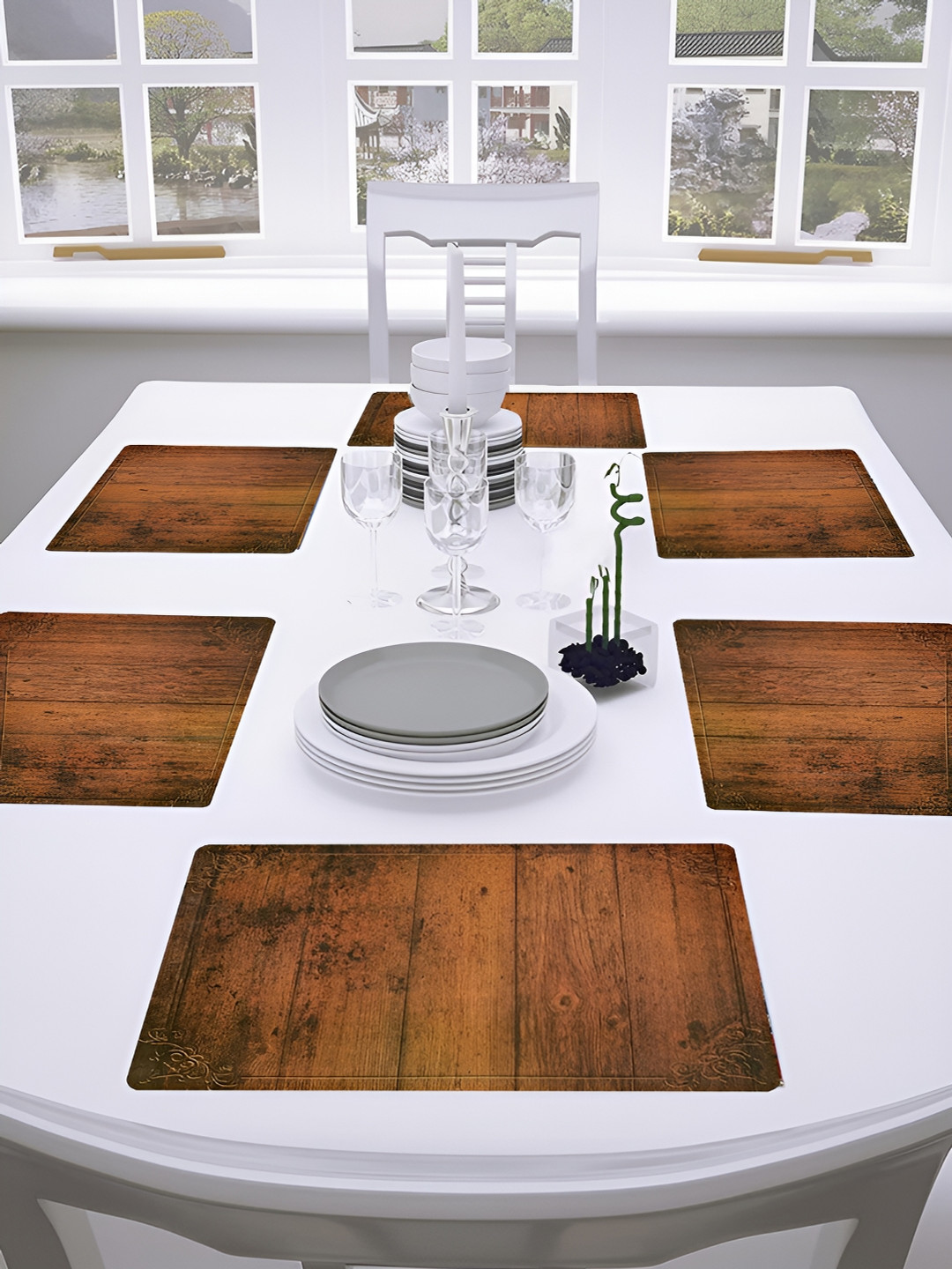 URBANFIX Brown 6 Pieces Heat Resistant Anti Skid Table Placemats