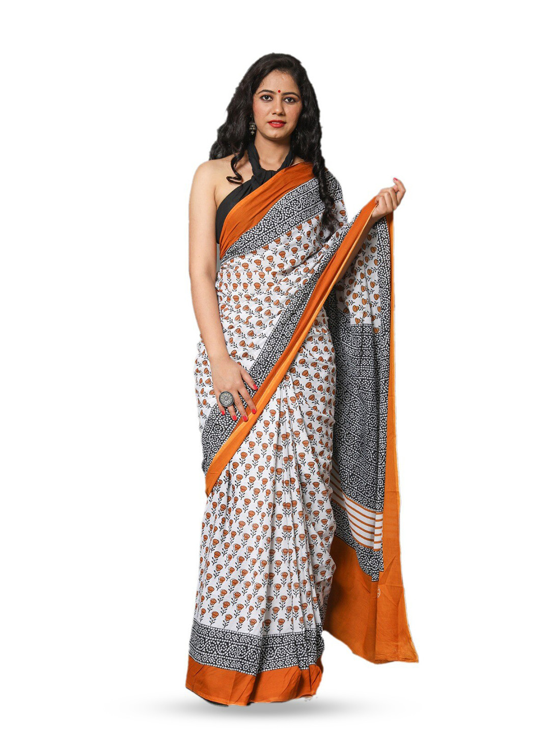 TROPWEAR Ethnic Motifs Printed Pure Cotton Saree