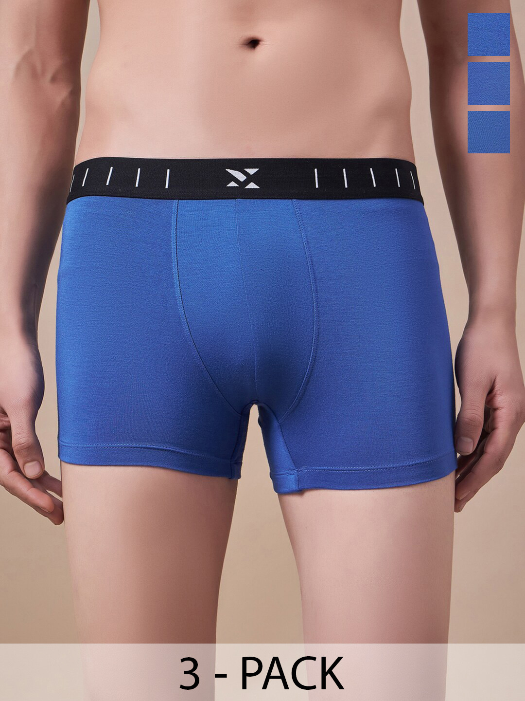 Masch Sports Pack Of 3 Antimicrobial TrunksTRK-3-SOL-EI-BLU-BLU-BLU