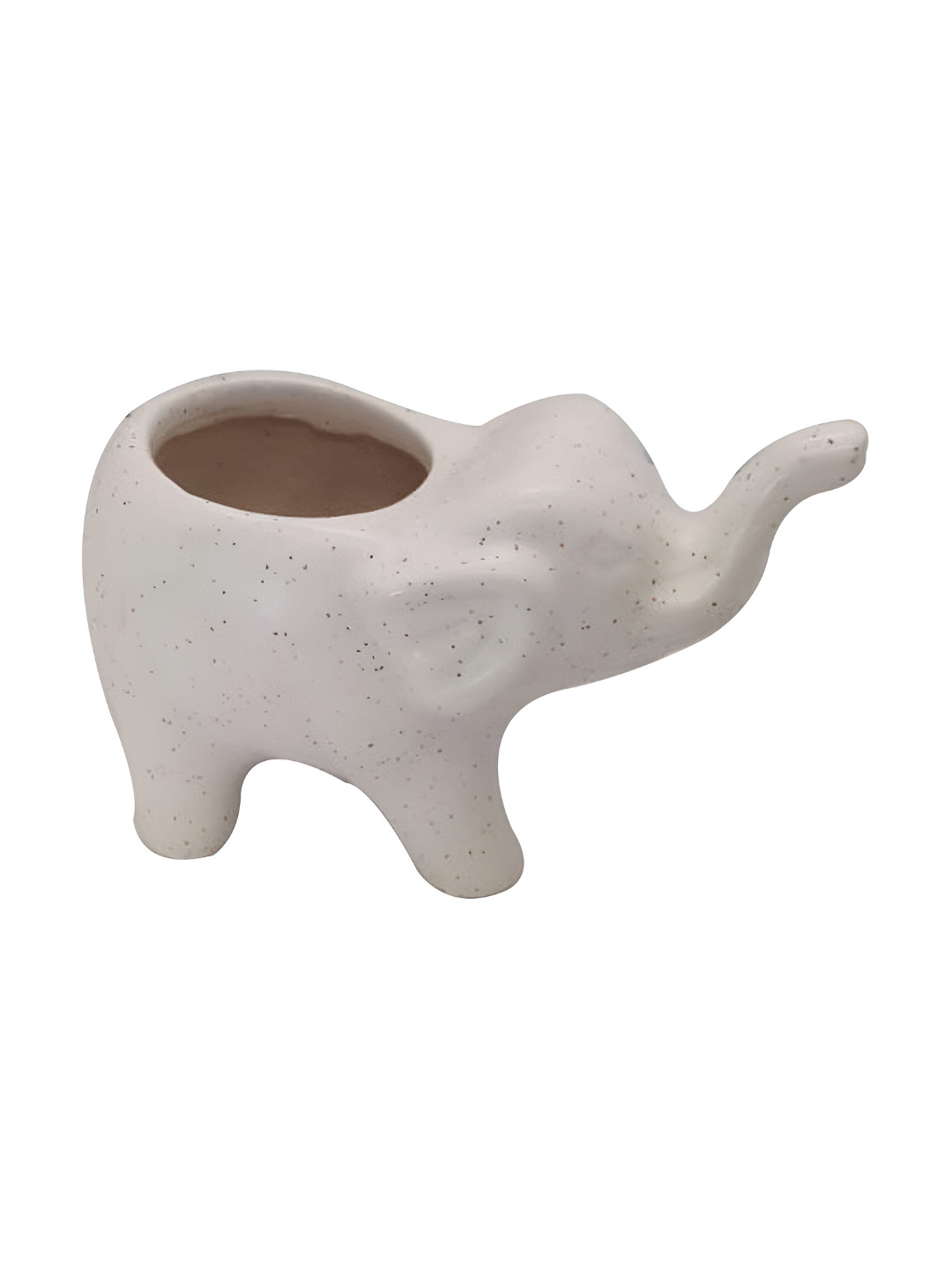 INDIA MEETS INDIA White Ceramic Elephant Shape Planter