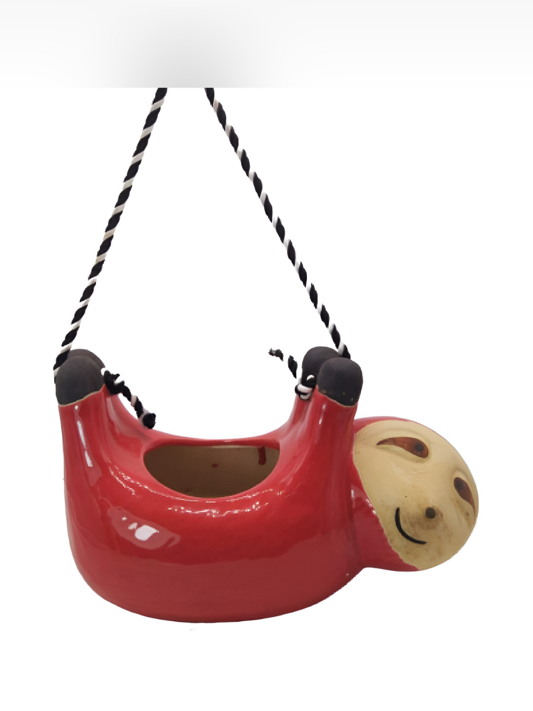 INDIA MEETS INDIA Red & Beige Ceramic Hanging Planter