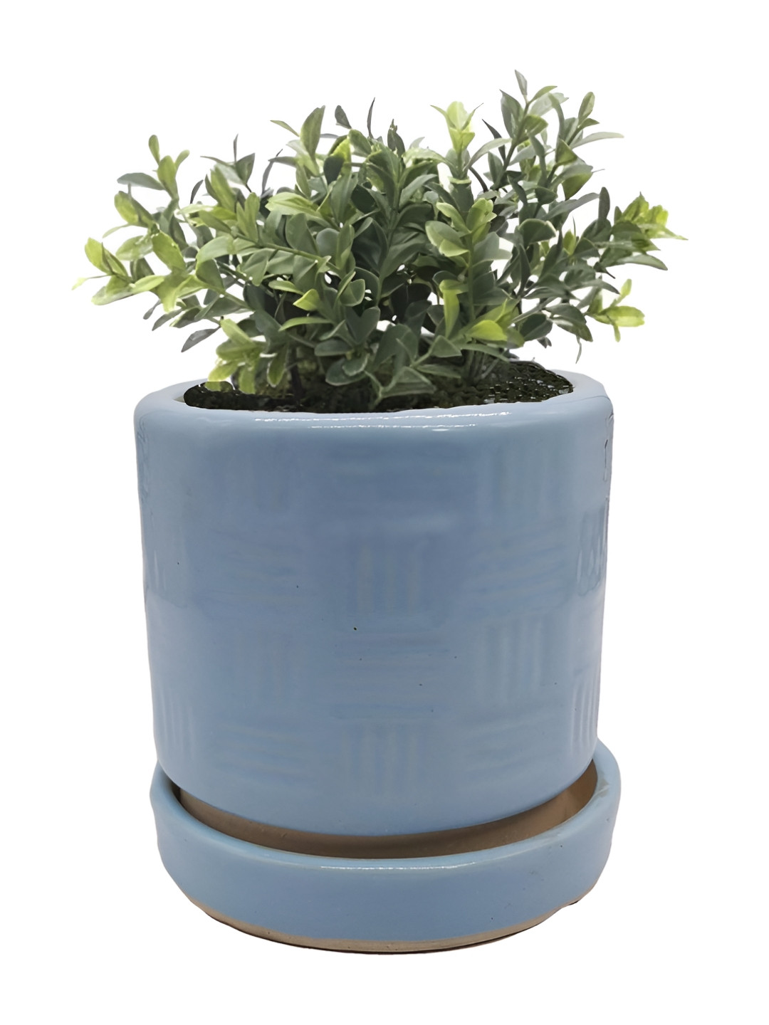 INDIA MEETS INDIA Blue Ceramic Planter With Cup Plate