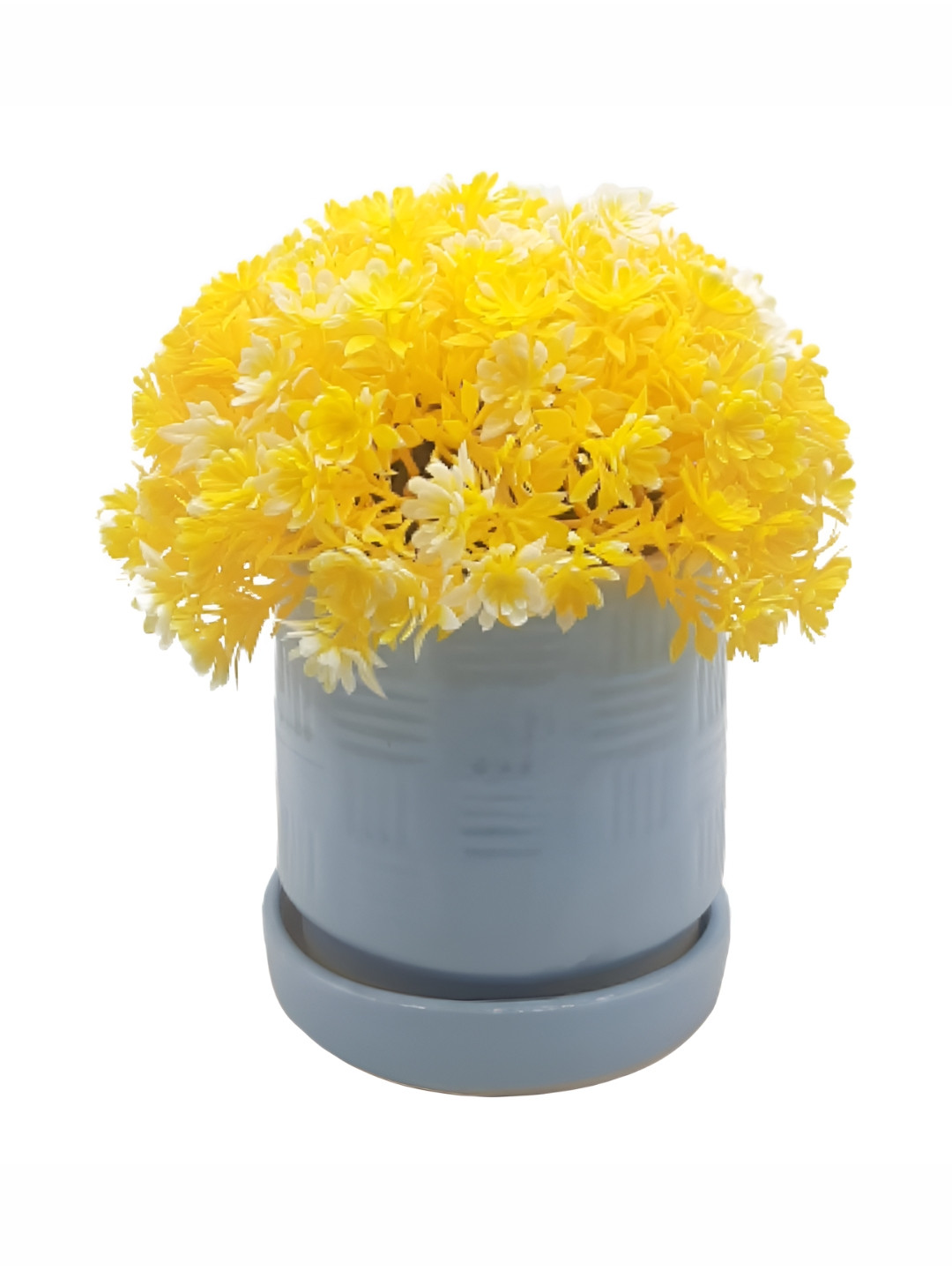 INDIA MEETS INDIA Blue Ceramic Planter With Cup Plate