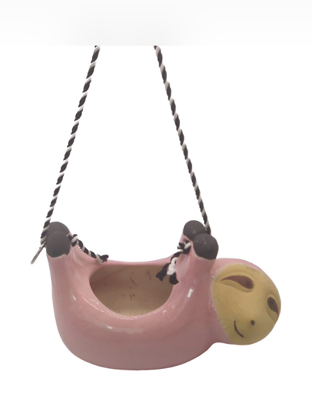 INDIA MEETS INDIA Pink & Beige Ceramic Hanging Pot Planter
