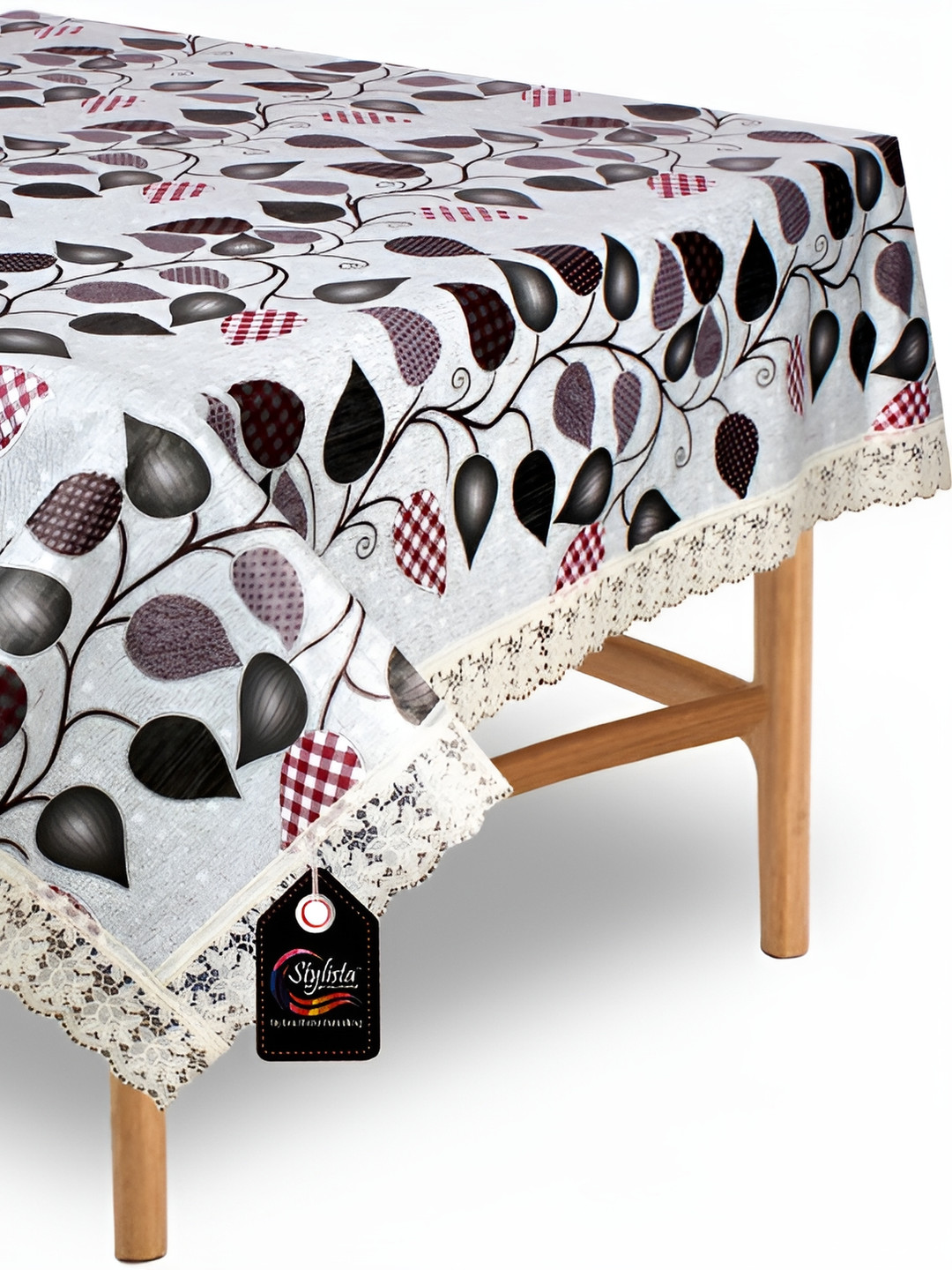 Stylista Grey & Black Floral Printed Waterproof Square 2 Seater Table Cover