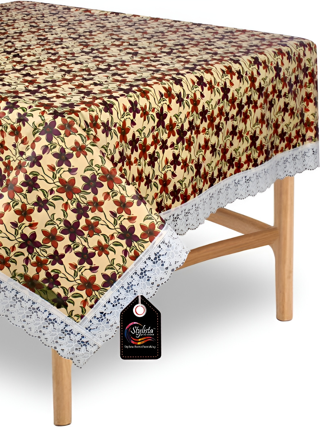Stylista Cream & Brown Square 6 Seater Waterproof 6-Seater Table Cover