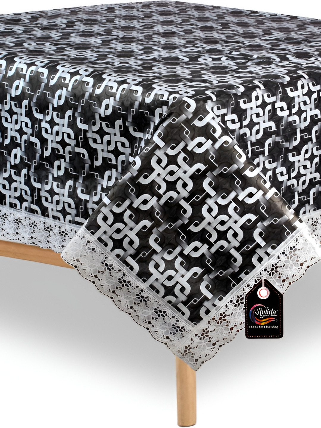Stylista Black & White Waterproof 4 Seater SquareTable Cover