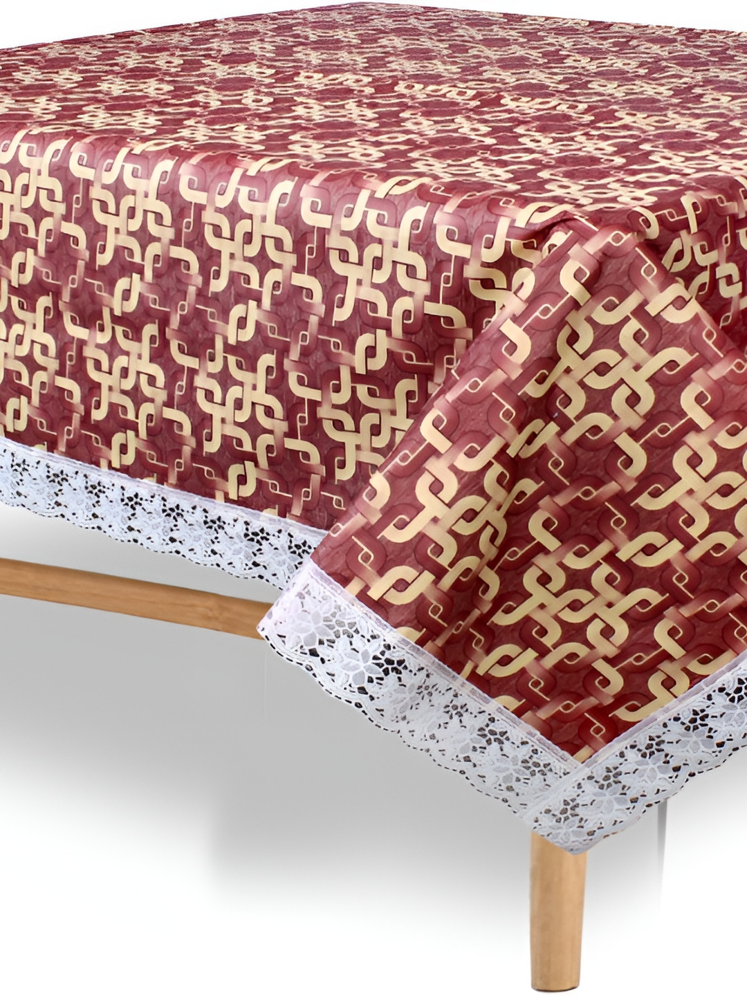 Stylista Brown & White Printed 1.01 m x 1.01 m Waterproof Square Table Cover