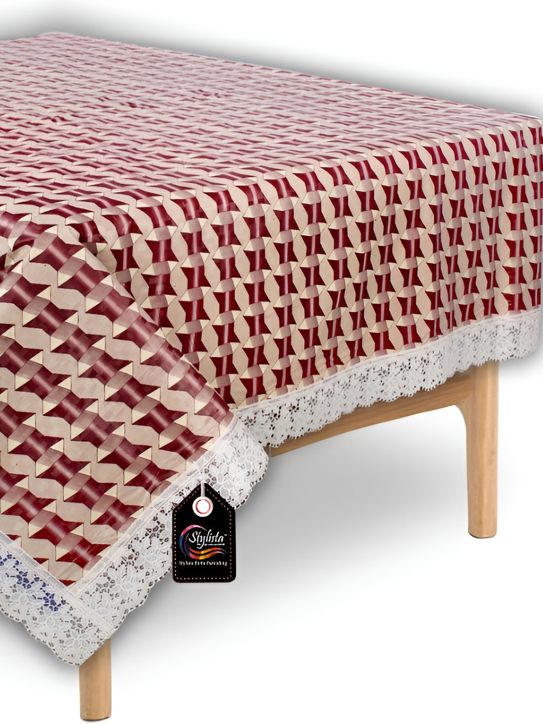 Stylista Beige & Maroon Waterproof 4 Seater SquareTable Cover