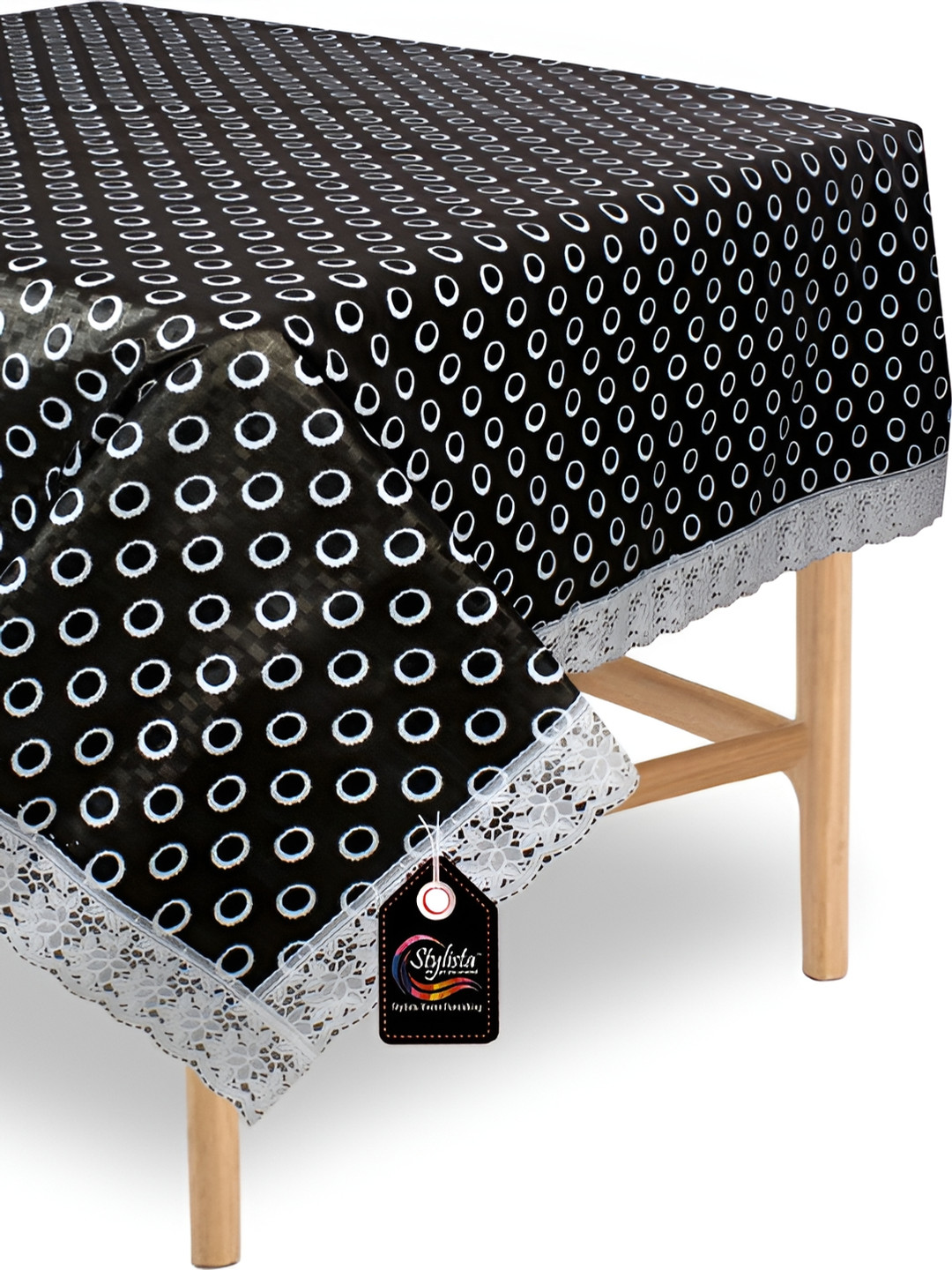 Stylista Black & White Waterproof 2 Seater Square Table Cover