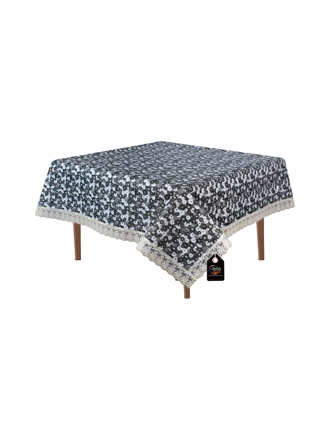 Stylista White & Grey Floral Waterproof Square 6 Seater Table Cover