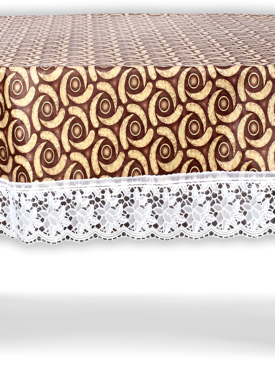 Stylista Brown & Beige Printed Waterproof 1.52 m x 1 m Oval Table Cover