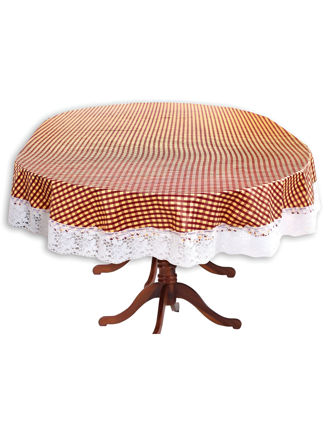 Stylista Brown 4 Pieces Self Design Waterproof Table Cover