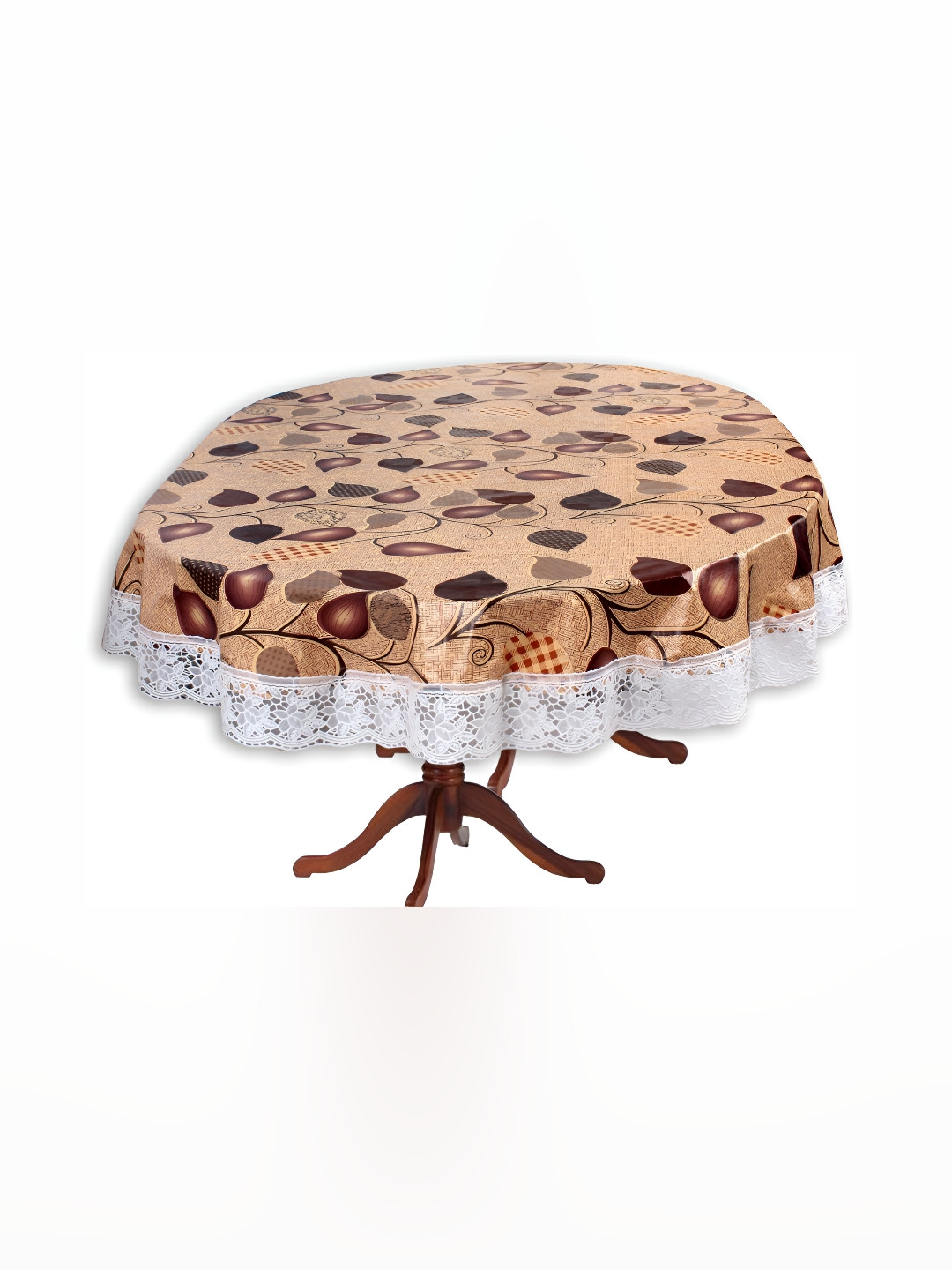 Stylista Yellow & Brown Floral Oval Waterproof 2-Seater Table Cover
