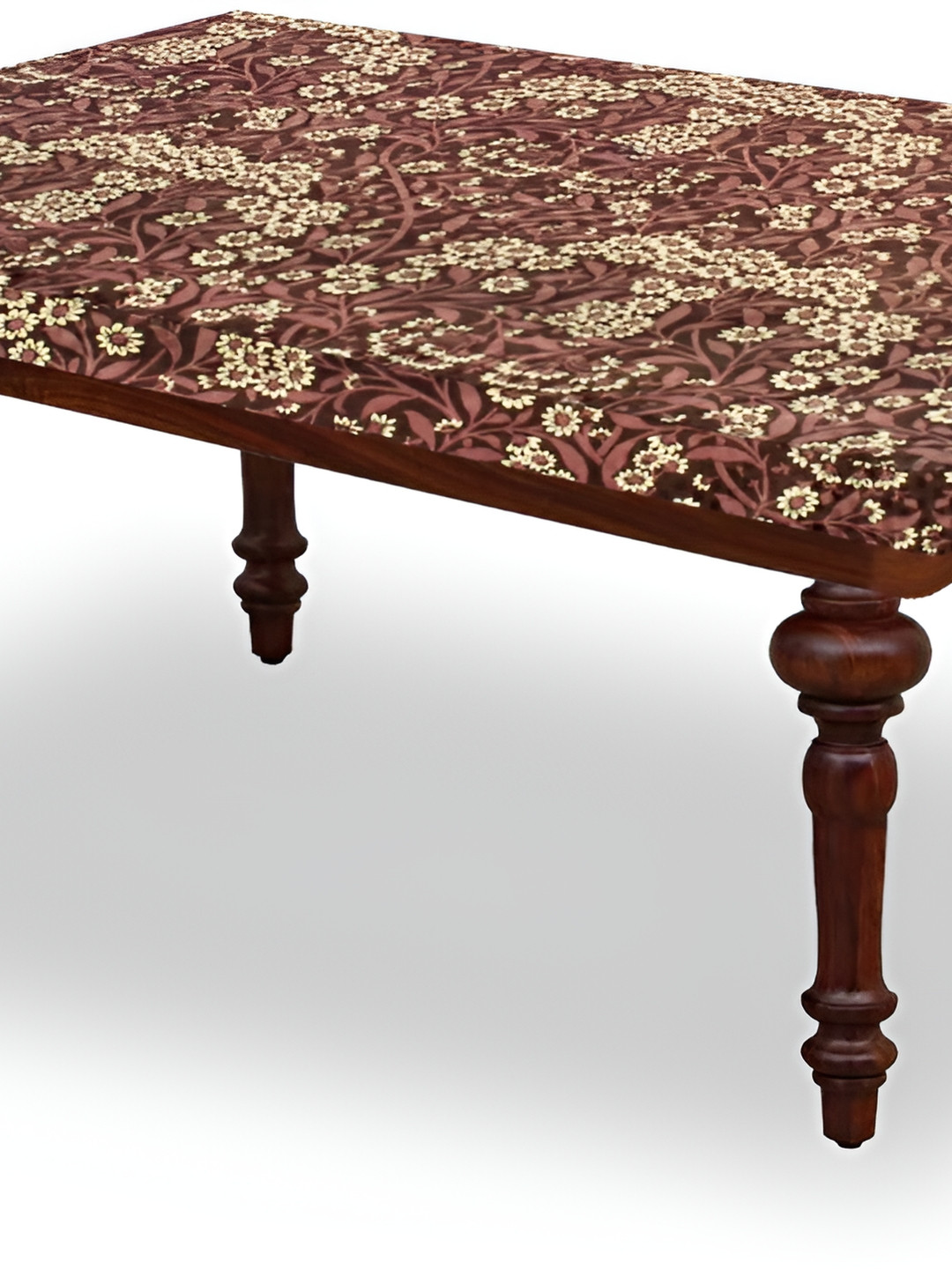 Stylista Beige & Brown Foral Printed Waterproof Rectangular 4-Seater Table Cover