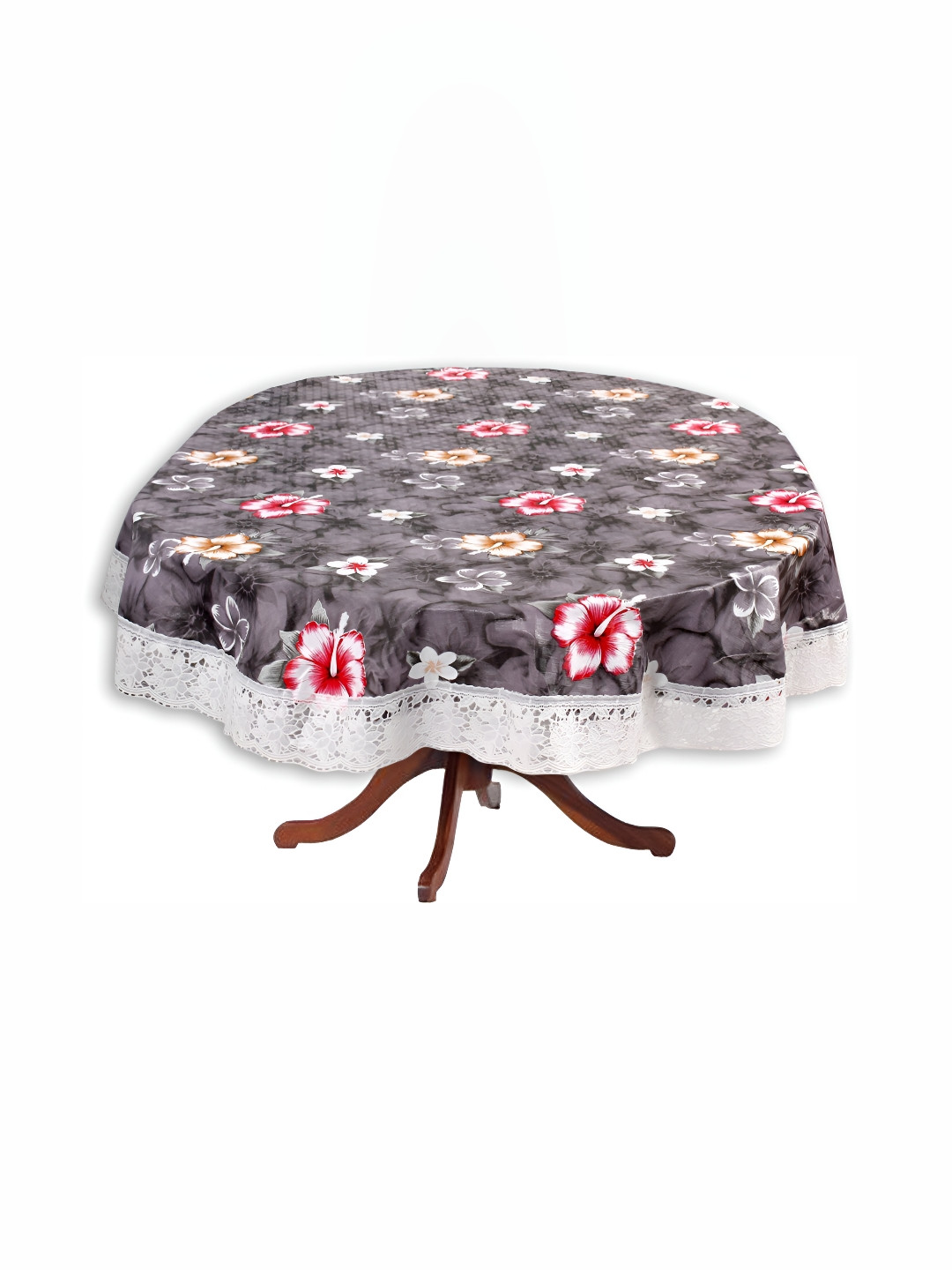 Stylista Grey & Pink Floral Waterproof Oval 10 Seater Table Cover