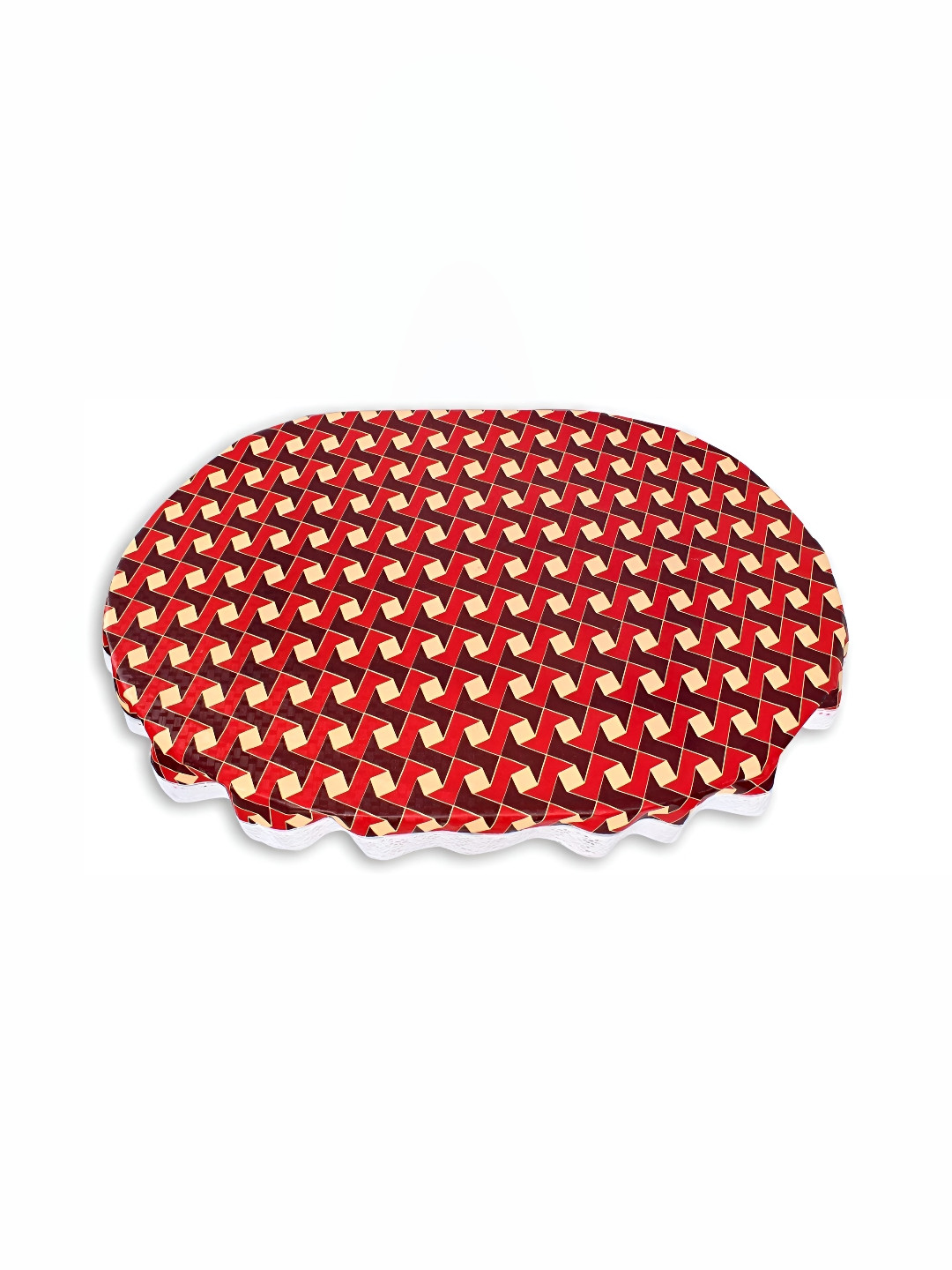 Stylista Maroon & Red Abstract Waterproof Oval 8-Seater Table Cover