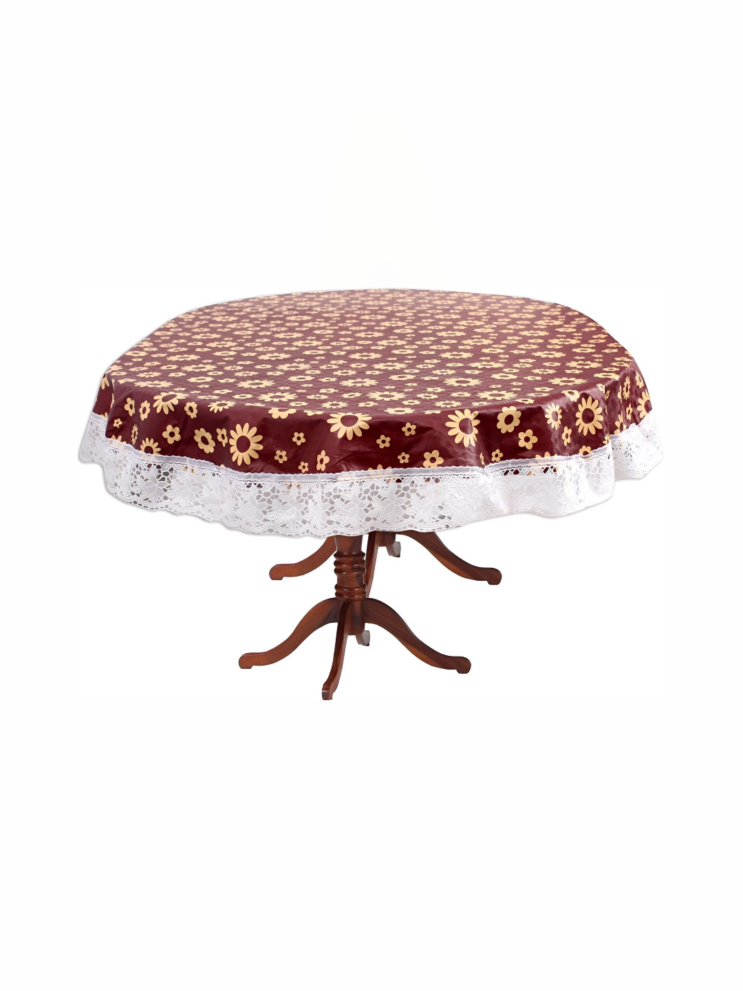 Stylista Brown Floral Printed Waterproof Oval 10 Seater Table Cover
