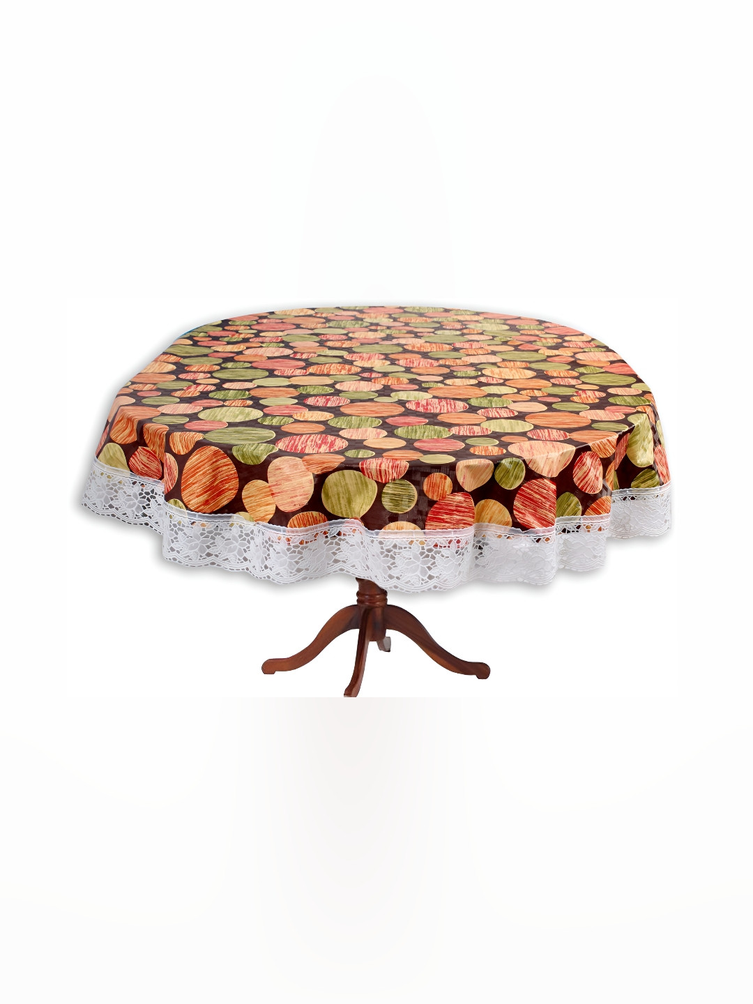 Stylista Brown & Green Printed Waterproof 3 m x 1.52 m Oval Table Cover