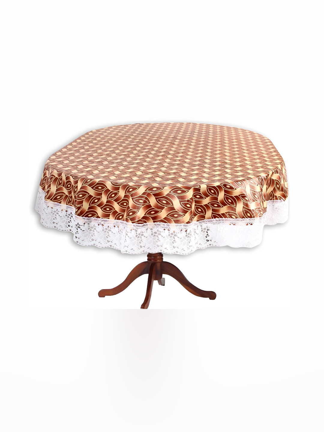 Stylista Brown & Beige Printed Waterproof 1.52 m x 1 m Oval Table Cover