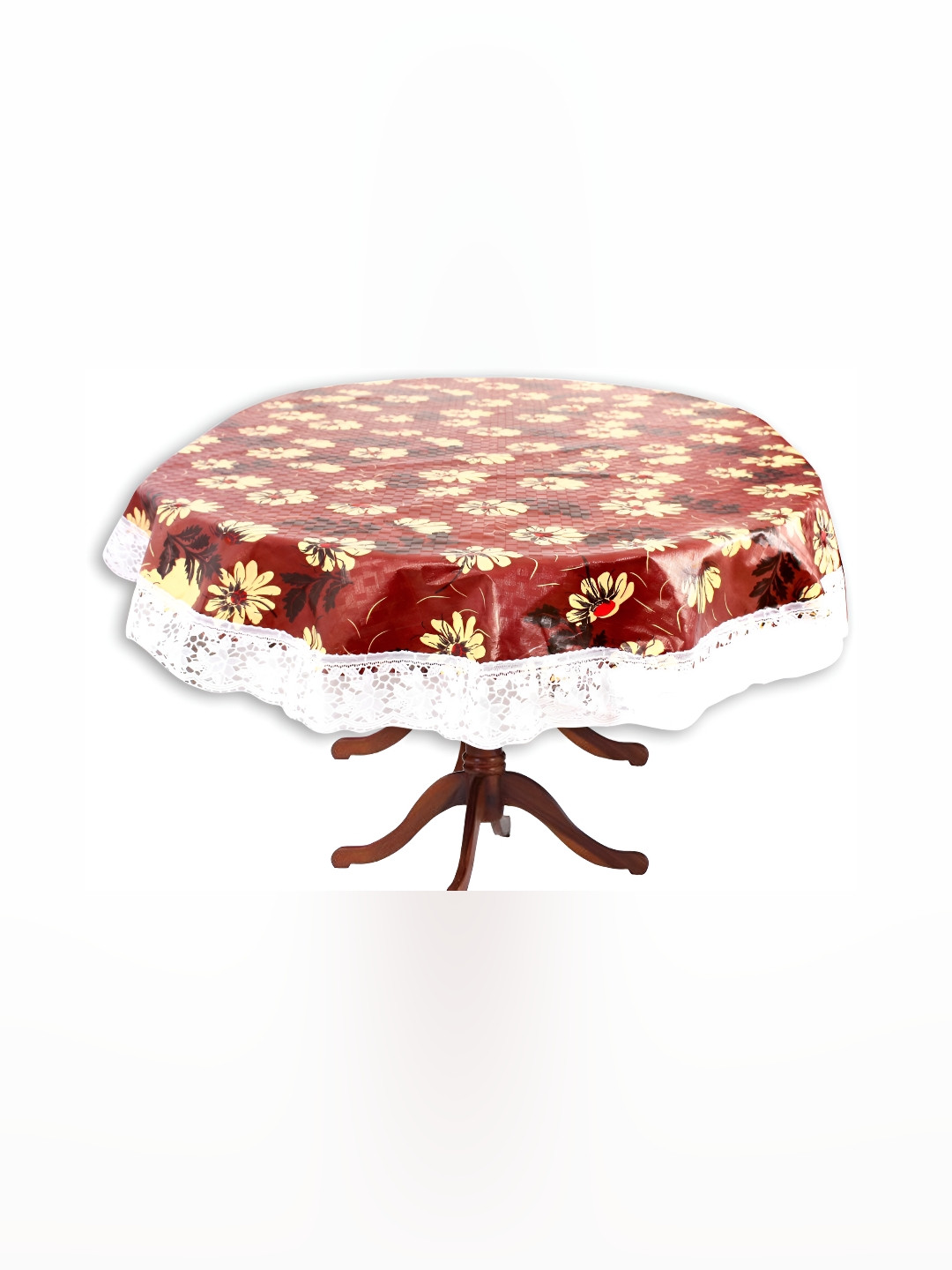 Stylista Brown & White Flora lPrinted 1.01 m x 1.52 m Waterproof Oval  Table Cover