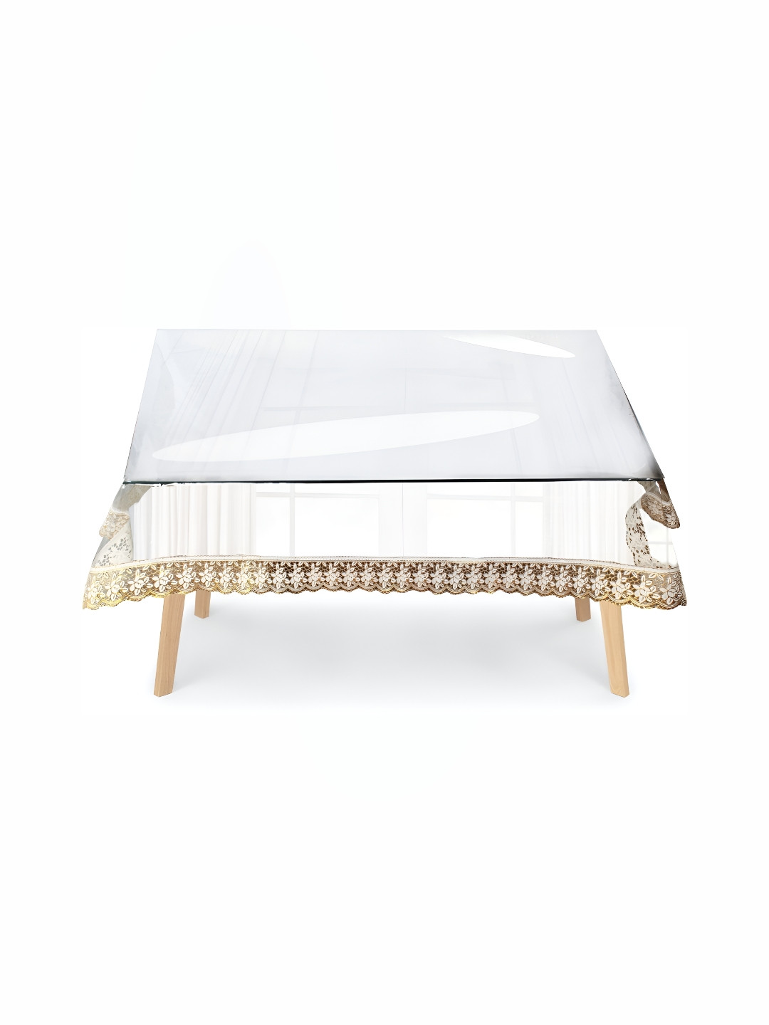Stylista Transparent & Gold-Toned Square Waterproof 2-Seater Table Cover