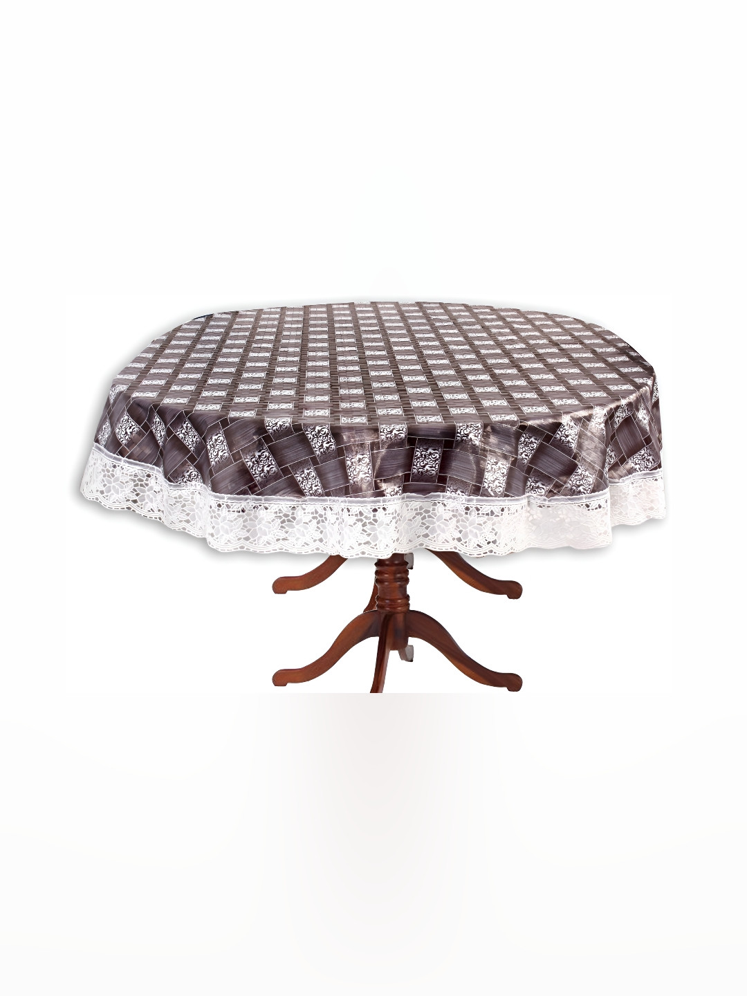 Stylista Grey Self Design Waterproof Oval 2-Seater Table Cover